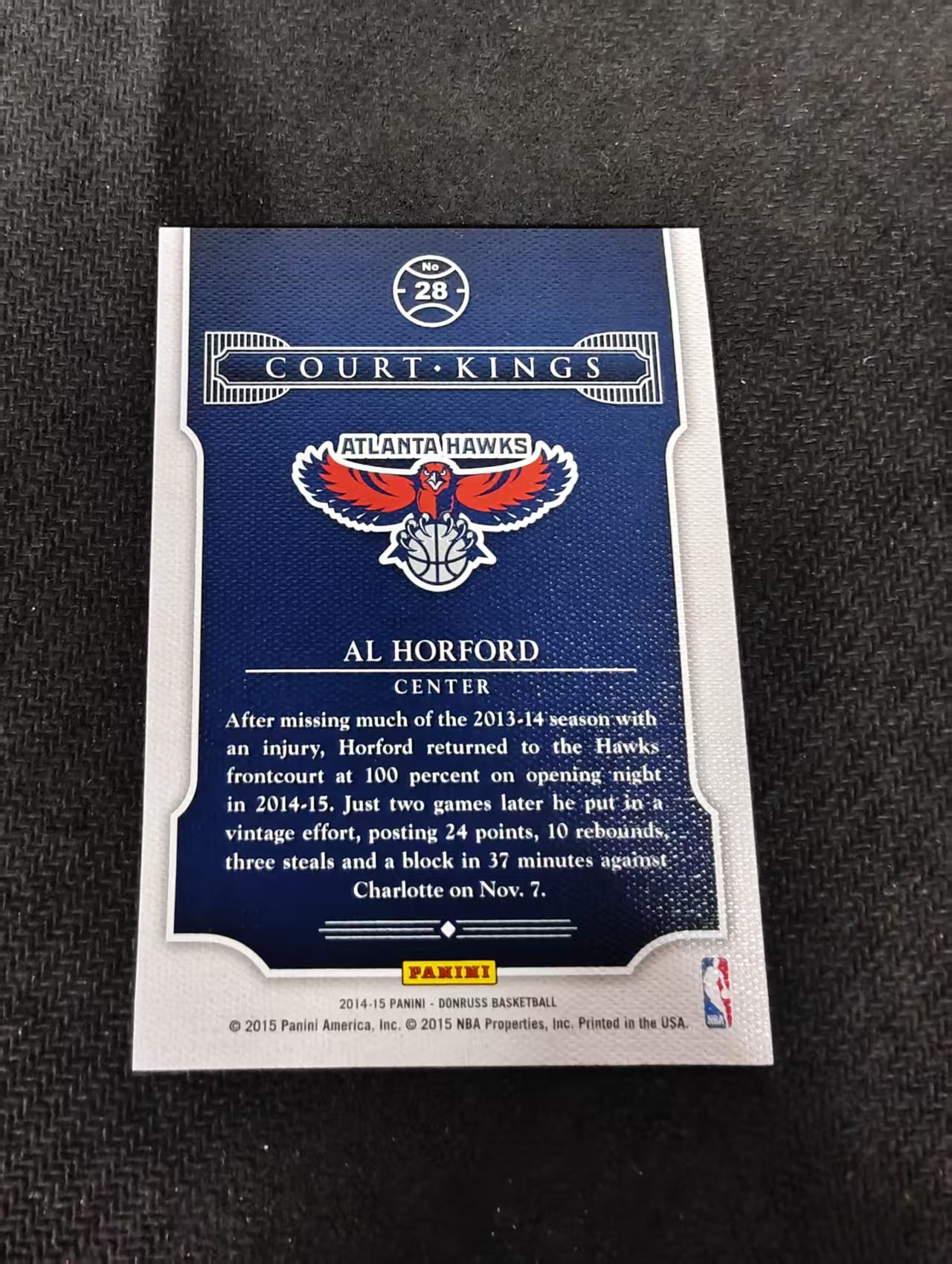 2014-15 Panini Donruss Al Horford 杜蕾斯 艾尔 霍福德 老鹰 油画 特卡 199编 Press Proof 划痕 边角瑕疵