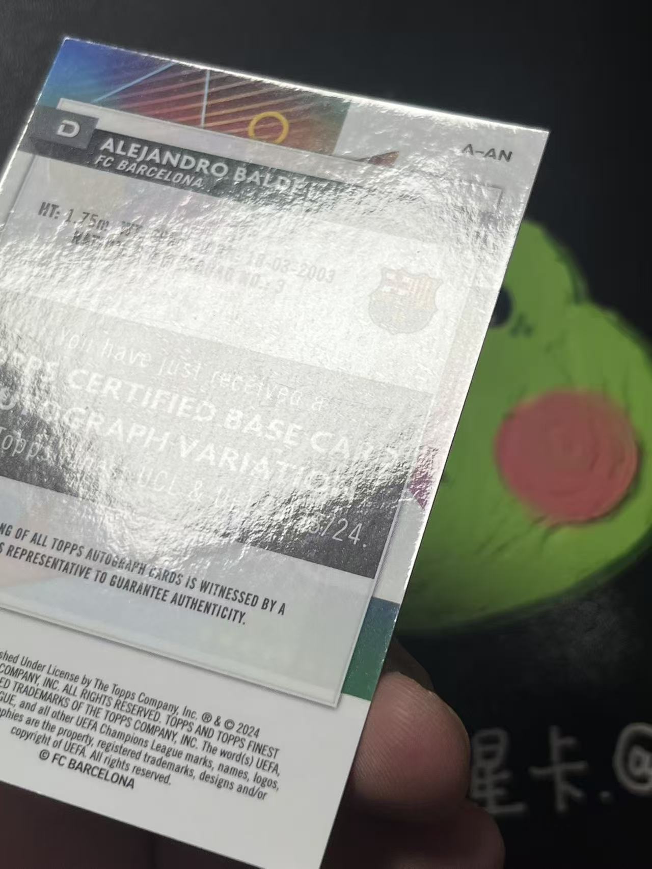 2024 Topps Finest Alejandro Balde 欧冠 巴塞罗那 巴尔德 银折 签字 微瑕如图【ZYP代拍】LS90