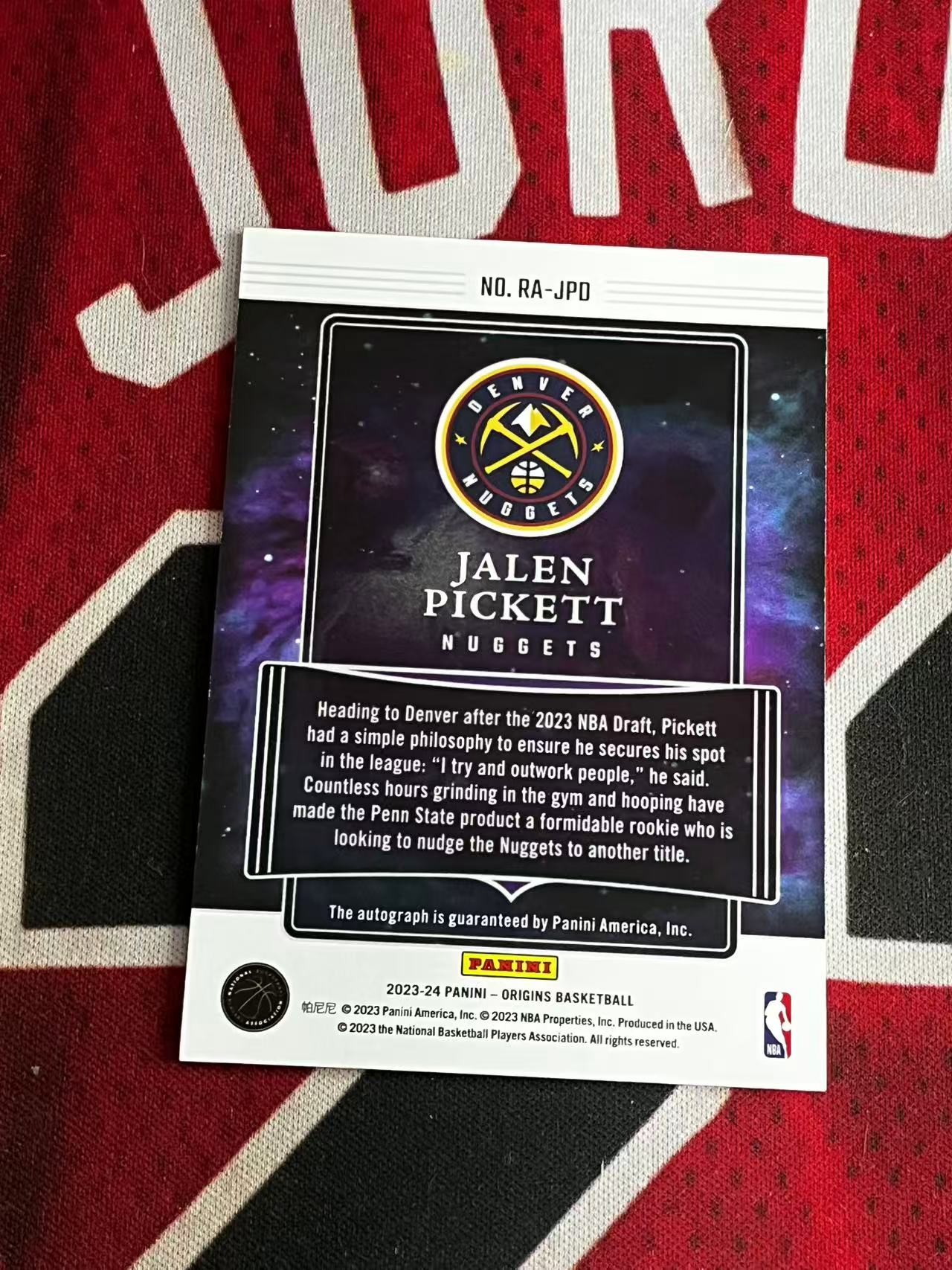 【接寄拍费率低至5%含卡淘手续费】2023-24 PANINI ORIGINS 起源系列 掘金 新秀RC 杰伦皮克特 签字卡 卡签 背号签 专收凑套必备【烂臭嘴拍卖】