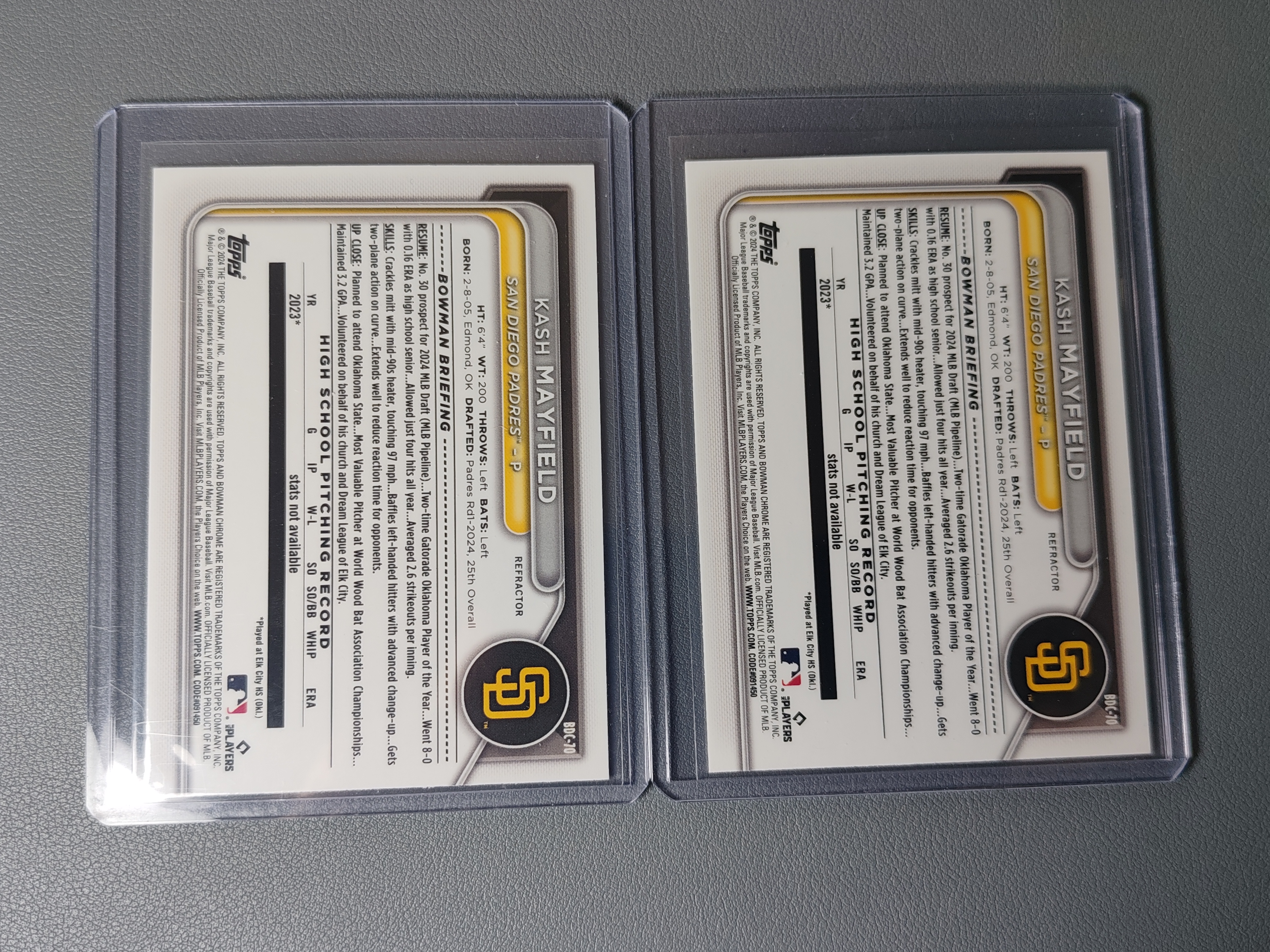 2024 Topps Bowman Kash Mayfield RC 1st 银折!2张 lot【001】