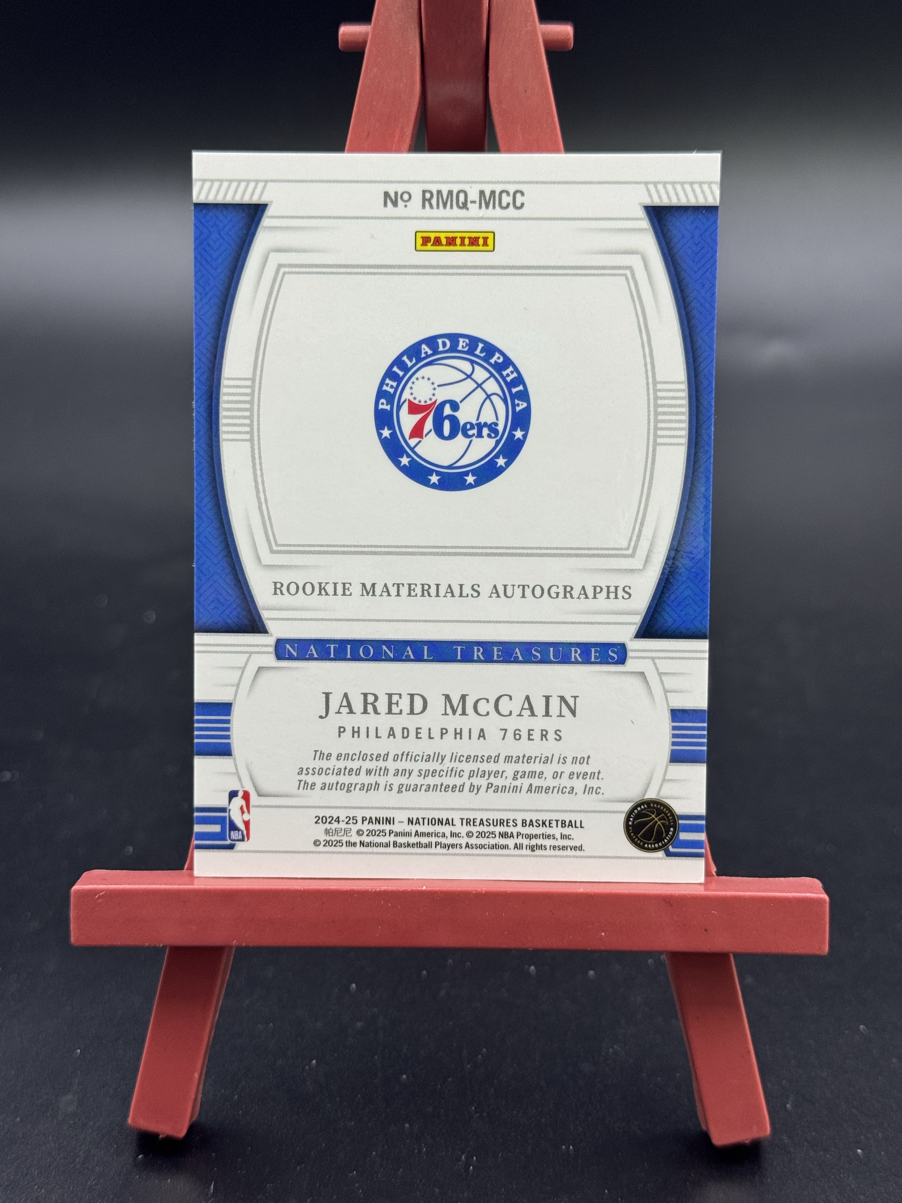 2024-25 NT treasures jared mccain 国宝 76人 麦凯恩 魔仙哥 RC新秀 签字 卡签 四窗 双色球衣物料切割 RPA 红平行 21/24编 【优质签字专场】Hzo4