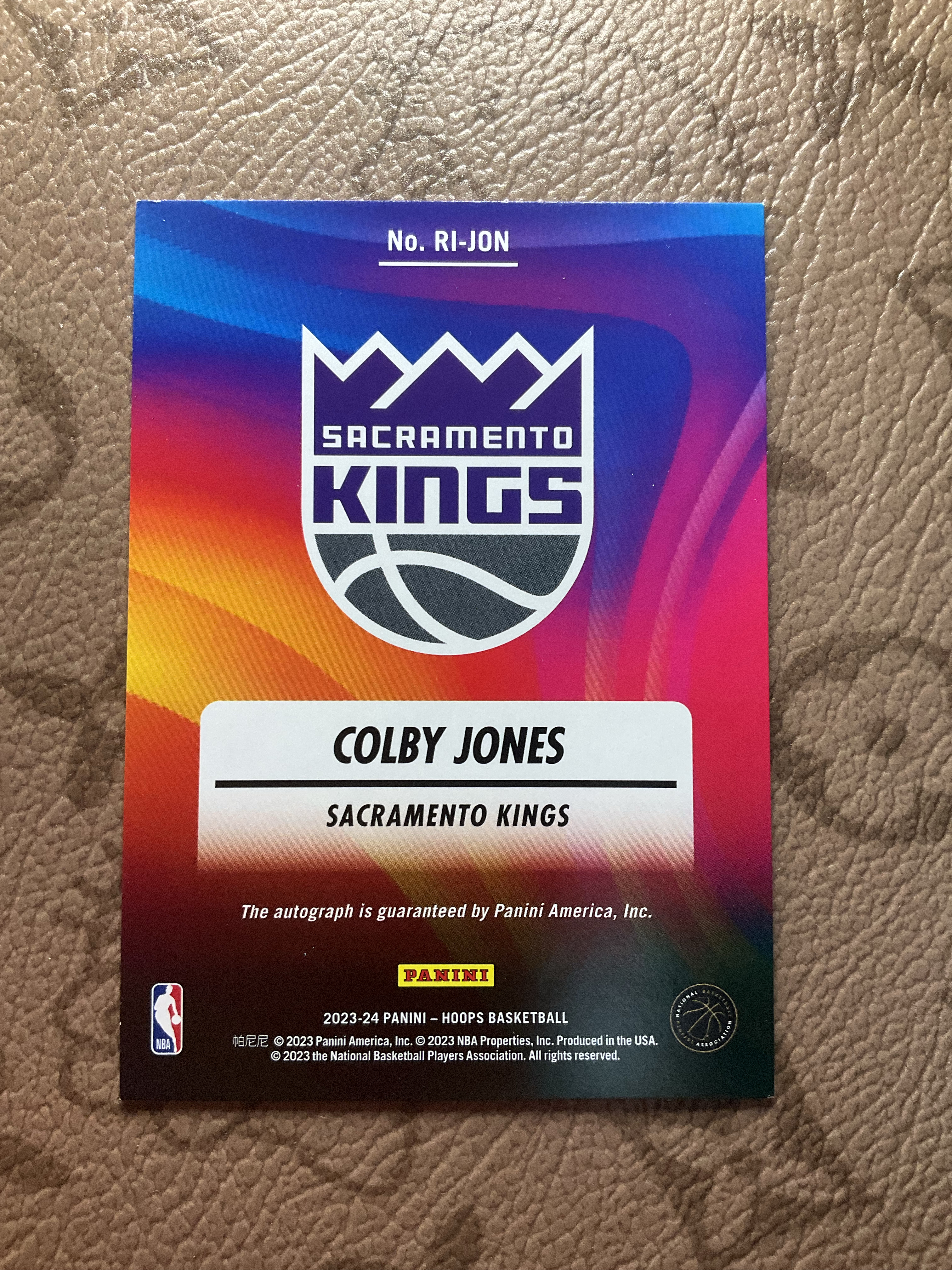 2023-24 Panini NBA Hoops Colby Jones RC 新秀 国王 科尔比 琼斯 签字 ink签 折射 带折 卡品如图 专收必备