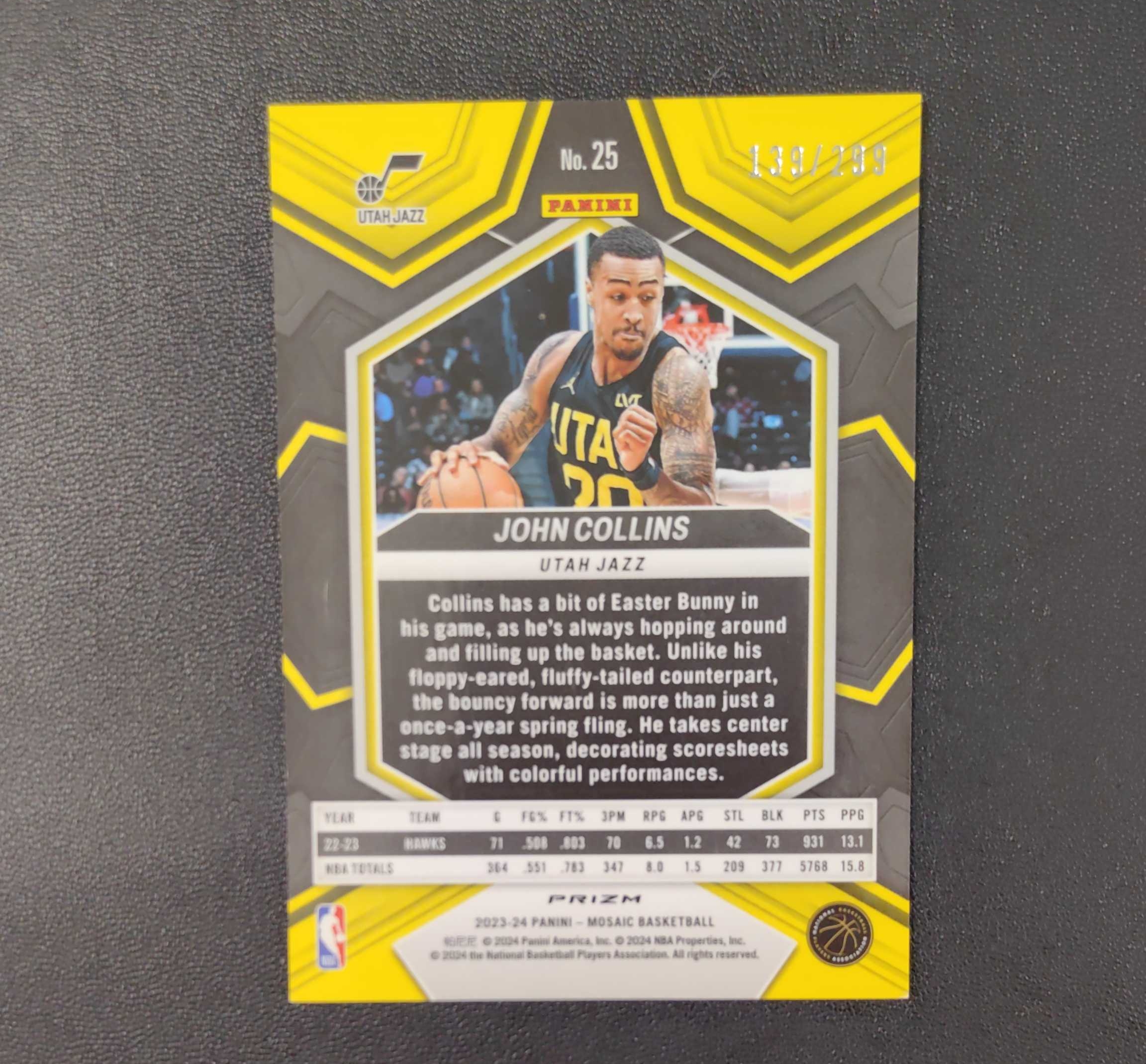 2023-24 Panini Mosaic John Collins SC 马赛克 爵士 约翰 科林斯/299 东契奇 sga 库里 文班亚马 詹姆斯 多张再拍