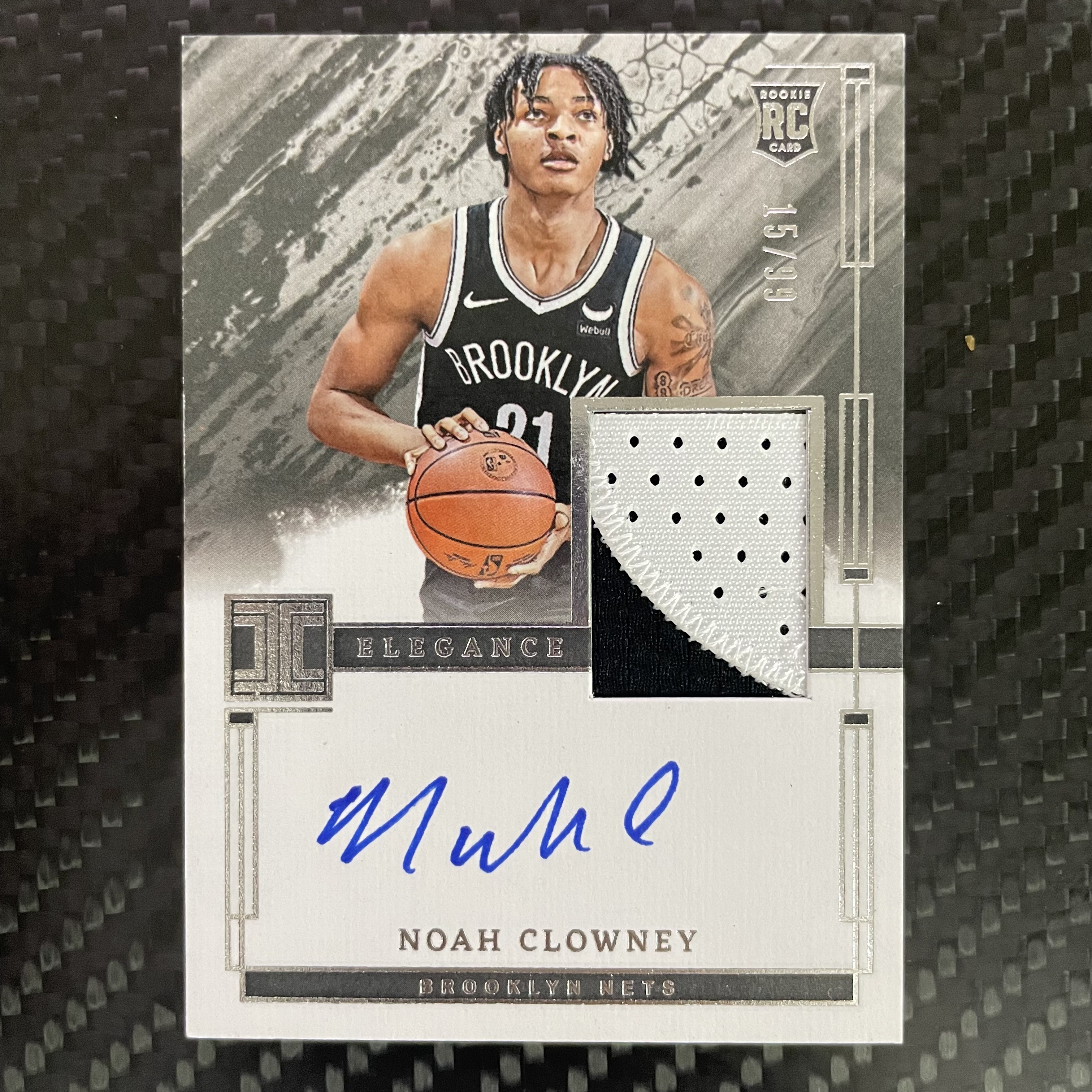 2023-24 Panini Impeccable Noah Clowney RC 【杰克森拍卖】诺阿 克洛尼 篮网 新秀 99编 卡签 小窗双色物料 RPA 韦哥