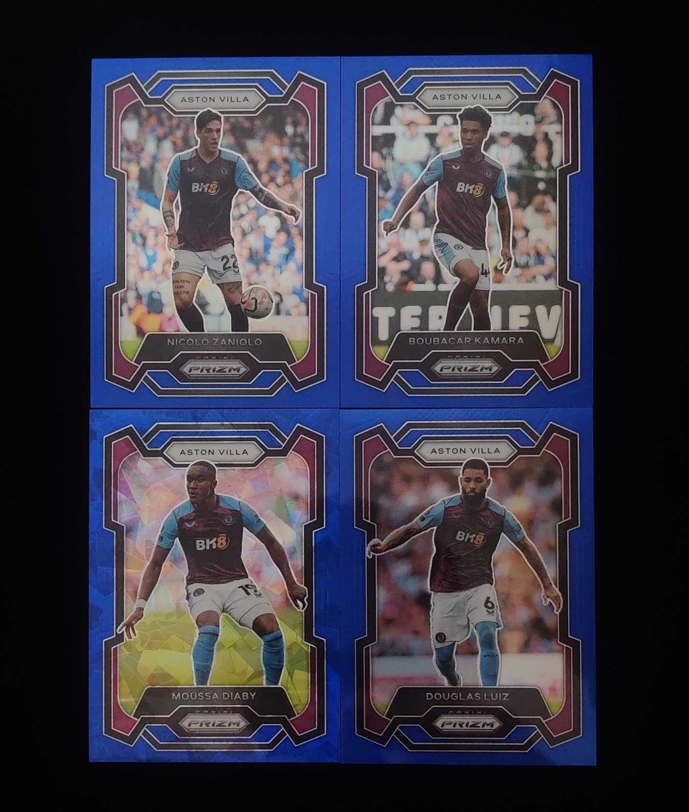 2023-24 Panini Prizm Moussa Diaby 英超 PZ 阿斯顿维拉 迪亚比 75编 碎冰折 卡马拉 299编 扎尼奥洛 299编 路易斯 299编 4张 lot 卡品如图