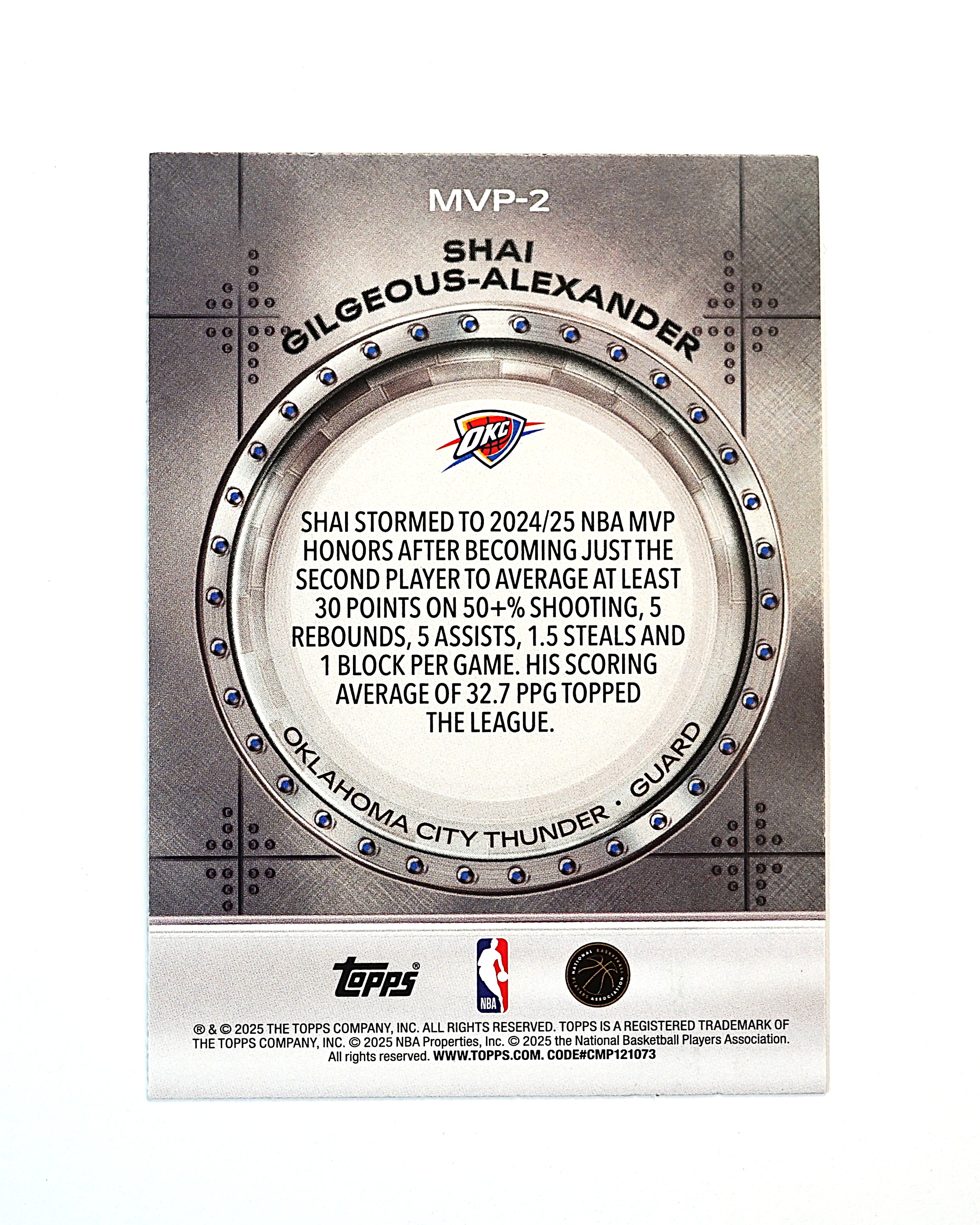 2025 Topps Flagship Shai Gilgeous-Alexander 亚历山大 18/99编 绿折 捧杯 MVP 特卡 折射 雷霆 SGA 凑套专收必备 卡品微瑕如图【DD】