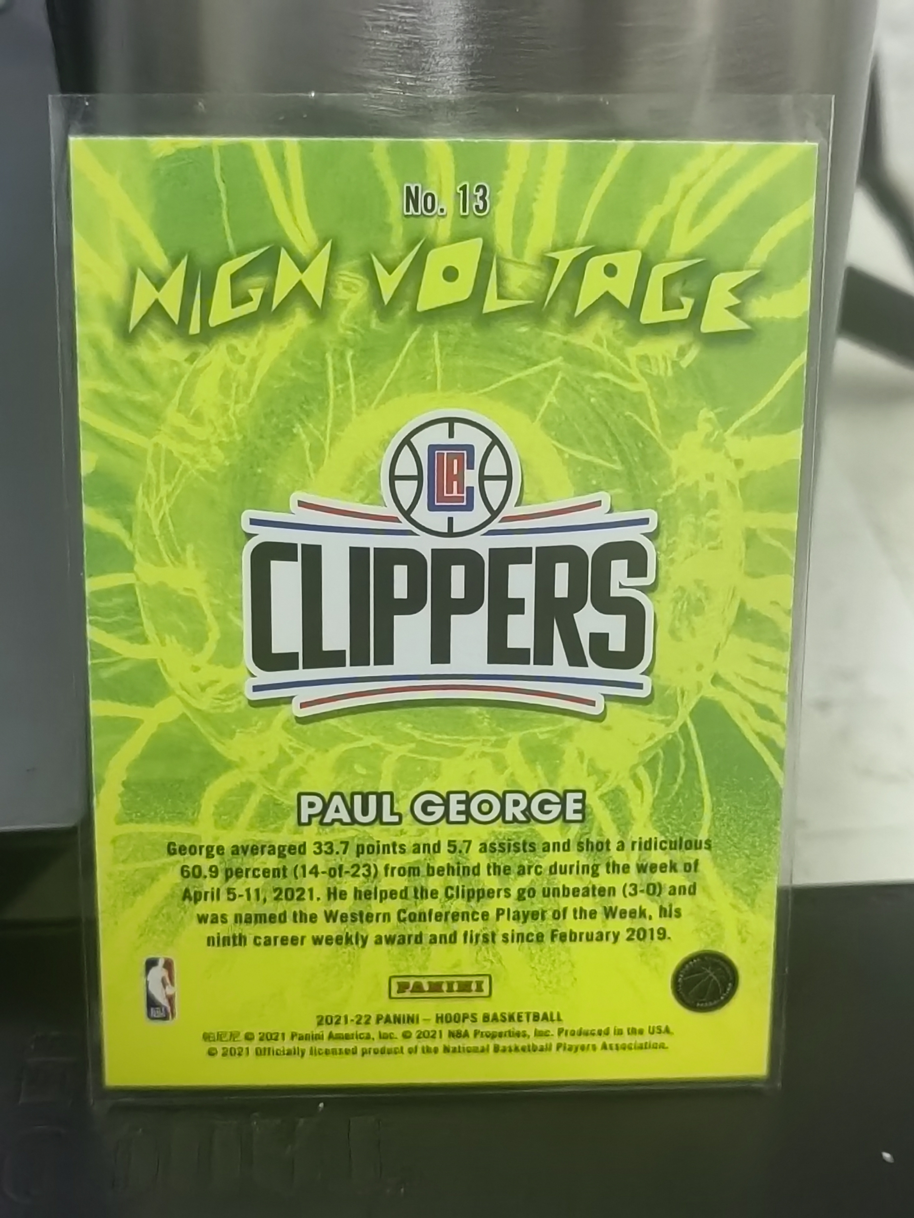 2021-22 Panini Hoops Paul George Hoops 银折 保罗乔治 快船 HIGH VOLTAGE 特卡 高压电 篮 白边白角 不保卡品 卡品如图