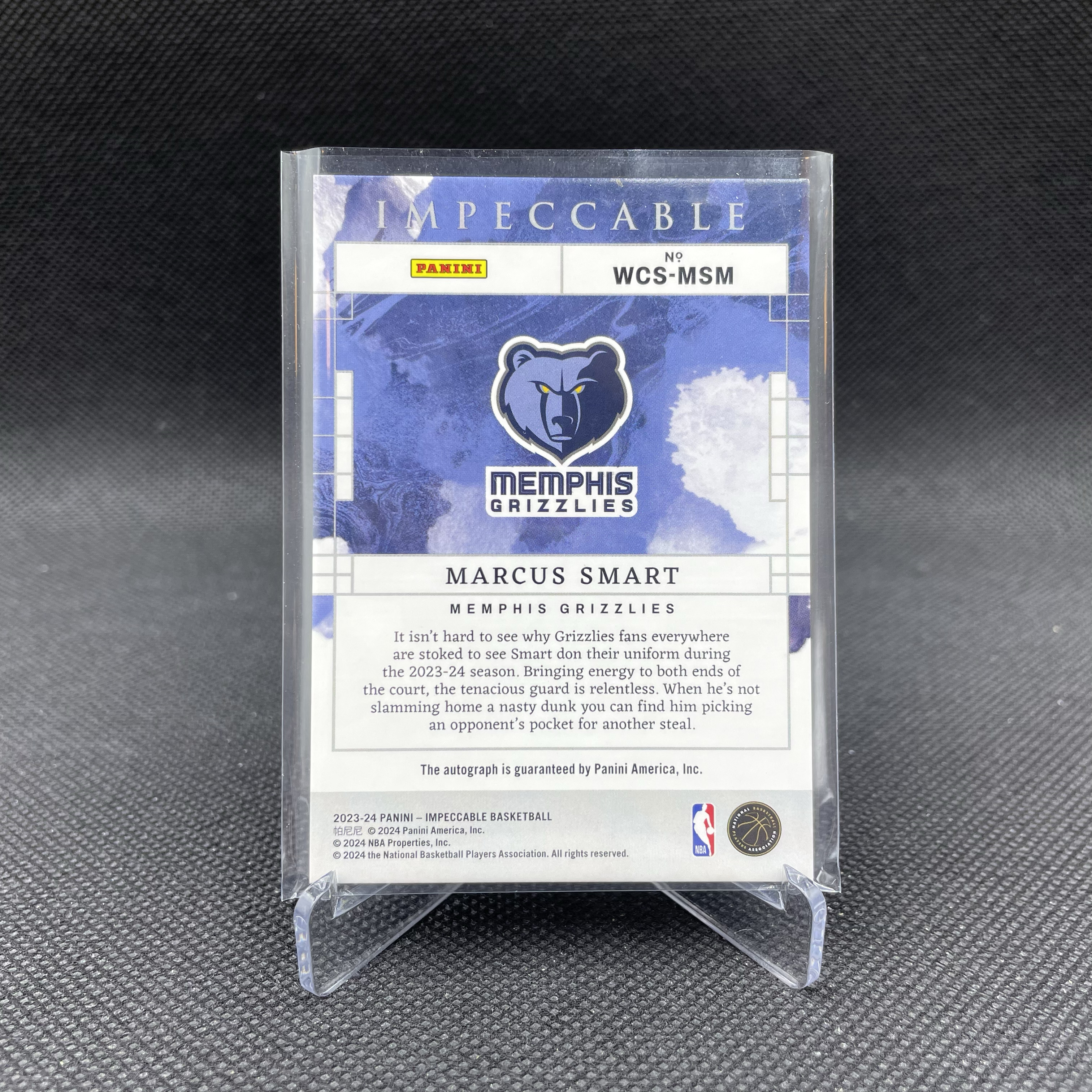 2023-24 Panini Impeccable Marcus Smart 小真金 灰熊 马库斯 斯玛特 6/8编 签字 卡签 红平行 Watercolor Ink 稀少低编 墨迹湛蓝 品如图 特特