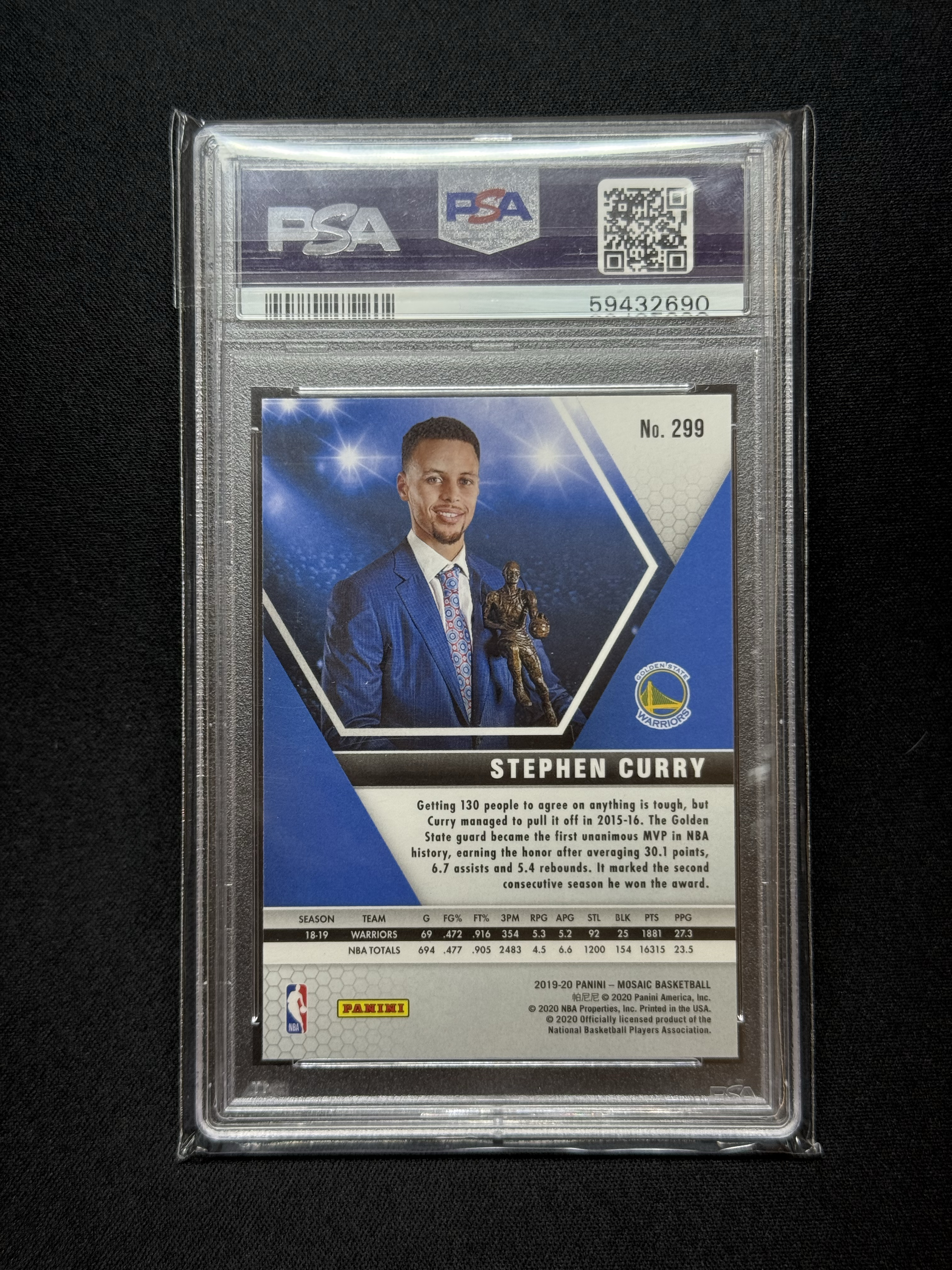 2019-20 Panini Mosaic Stephen Curry 【小贝代拍】马赛克 勇士 小学生 历史三分王 斯蒂芬 库里 MVP捧杯特卡 Base PSA 10分 拍前看描述 H FY
