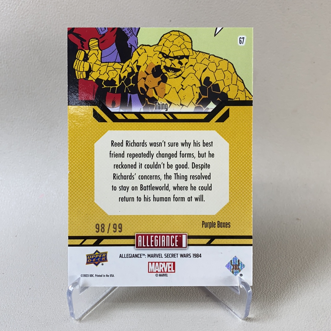 【弈卡代拍】 2023 Upper Deck Marvel漫威Allegiance 忠诚 秘密战争 大比例 特卡 紫折 折射 石头人 THING 98/99编 品相如图 凑套必备 风暴