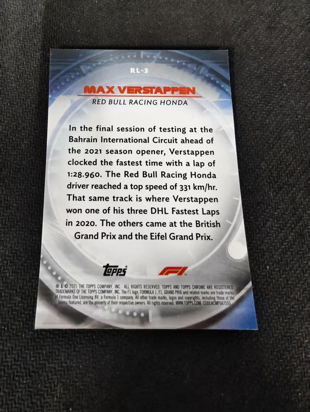 2021 Topps Chrome Max Verstappen F1 银折 red liners 特卡 红牛 维斯塔潘 边角瑕疵 #3