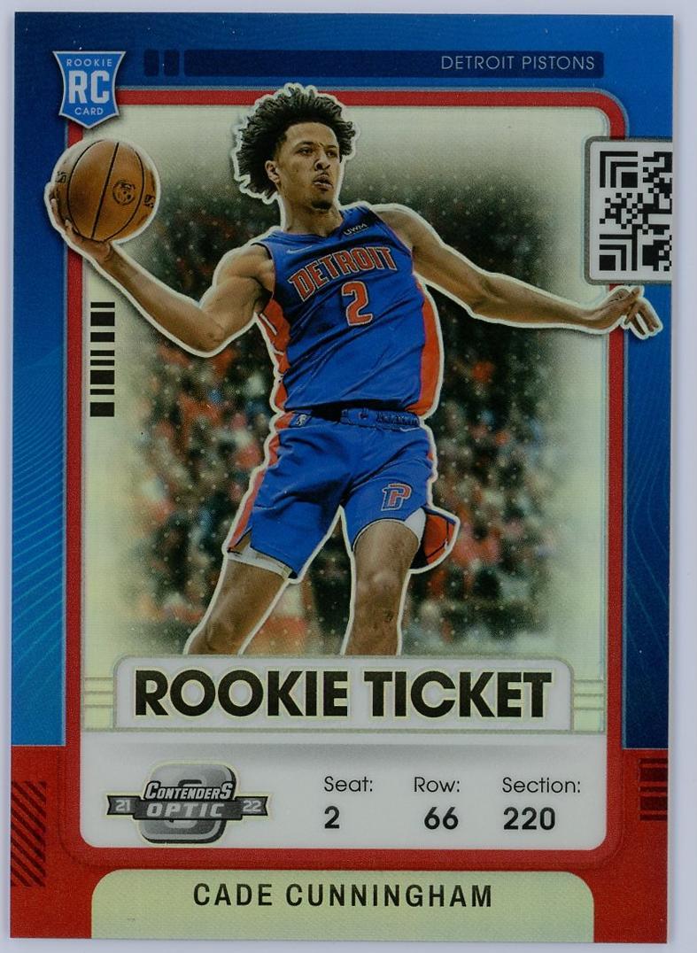 2021-22 Panini Contenders Optic Cade Cunningham RC 凯德坎宁安 新秀 球票op 正银折 折射 活塞 CC 康宁汉姆 卡品如图 0KM4/11.9