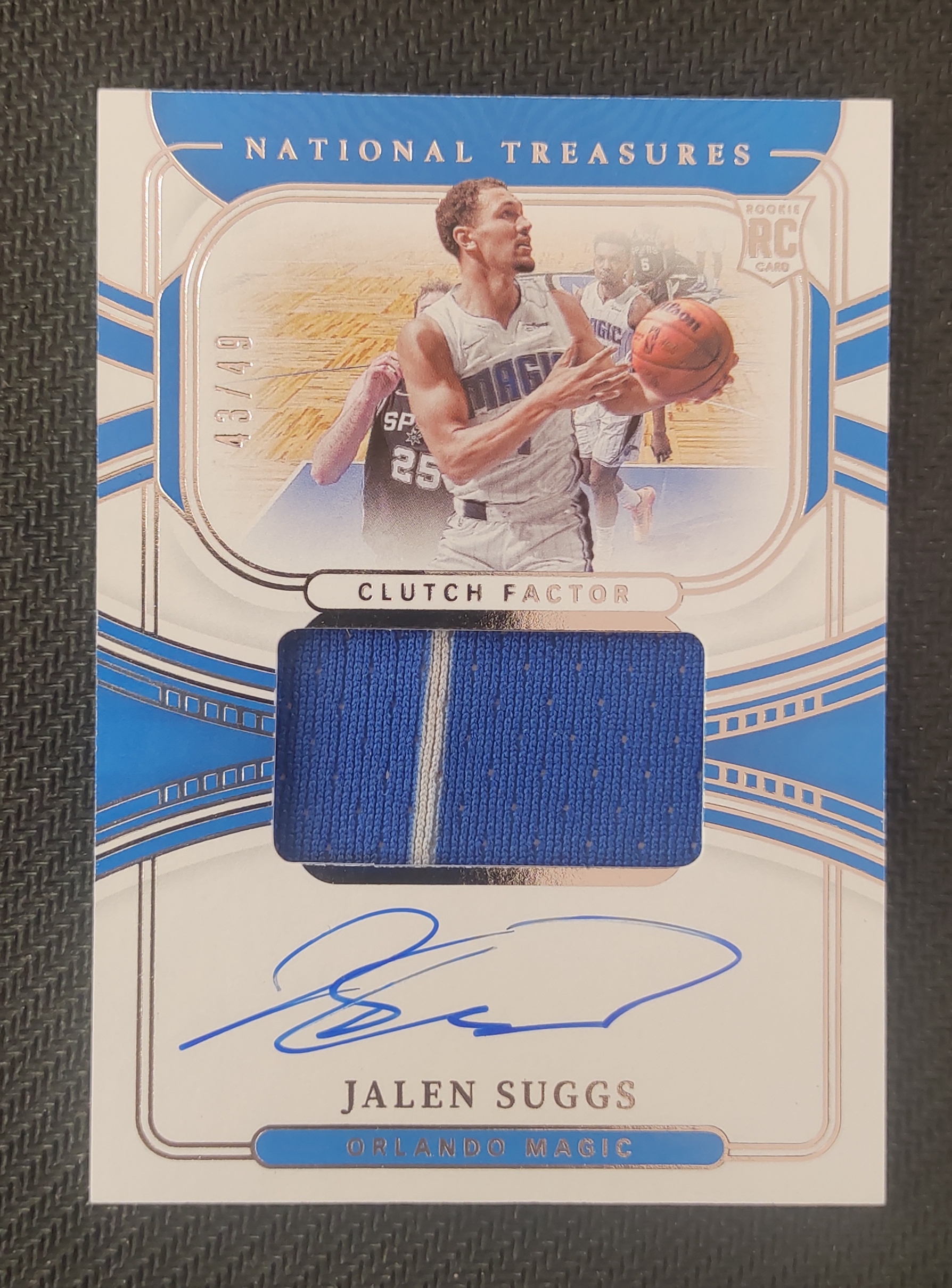 2021-22 Panini National Treasures Jalen Suggs 杰伦 萨格斯 魔术 新秀 国宝 RPA 签字 卡签 patch 亲穿球衣 物料 49编 瑕疵如图