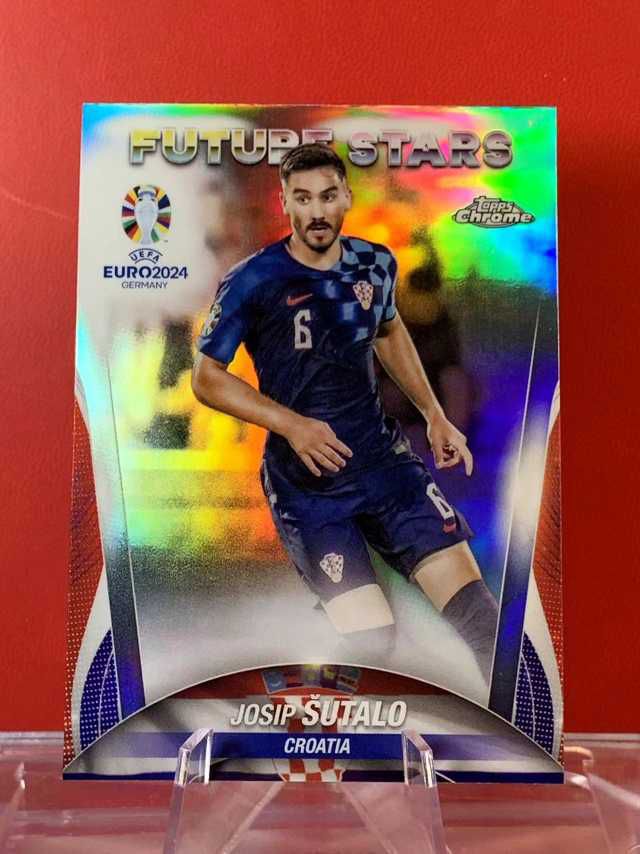（老末代拍)E09 2023-24 Topps Chrome Josip Sutalo 约瑟普 舒塔洛 克罗地亚  欧洲杯元年TC 银折 顺丰寄付 免费代拍 不保卡品