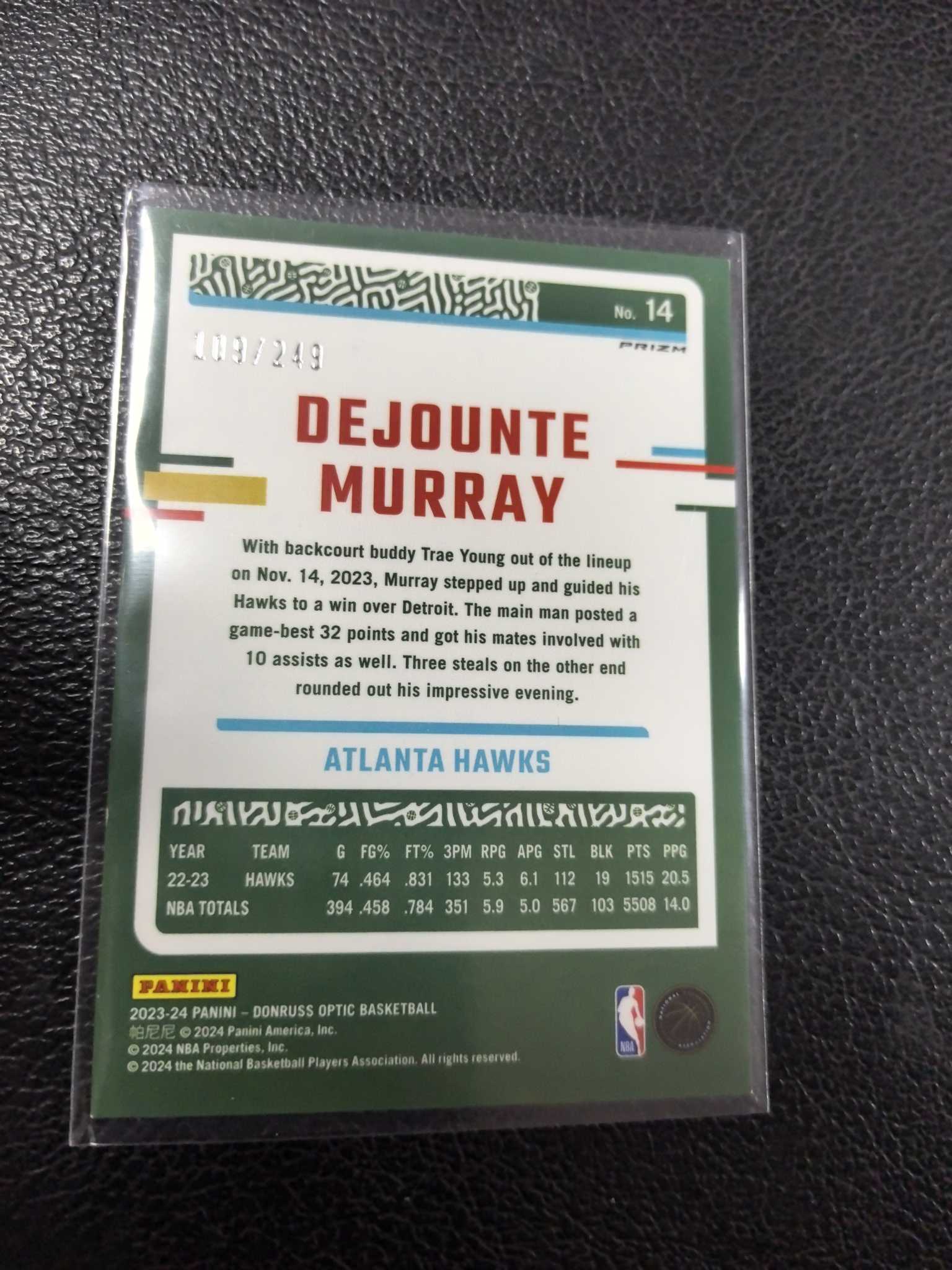 2023-24 德章泰 穆雷 249编 马刺 老鹰 op 蓝折 变形虫 折射 12-2