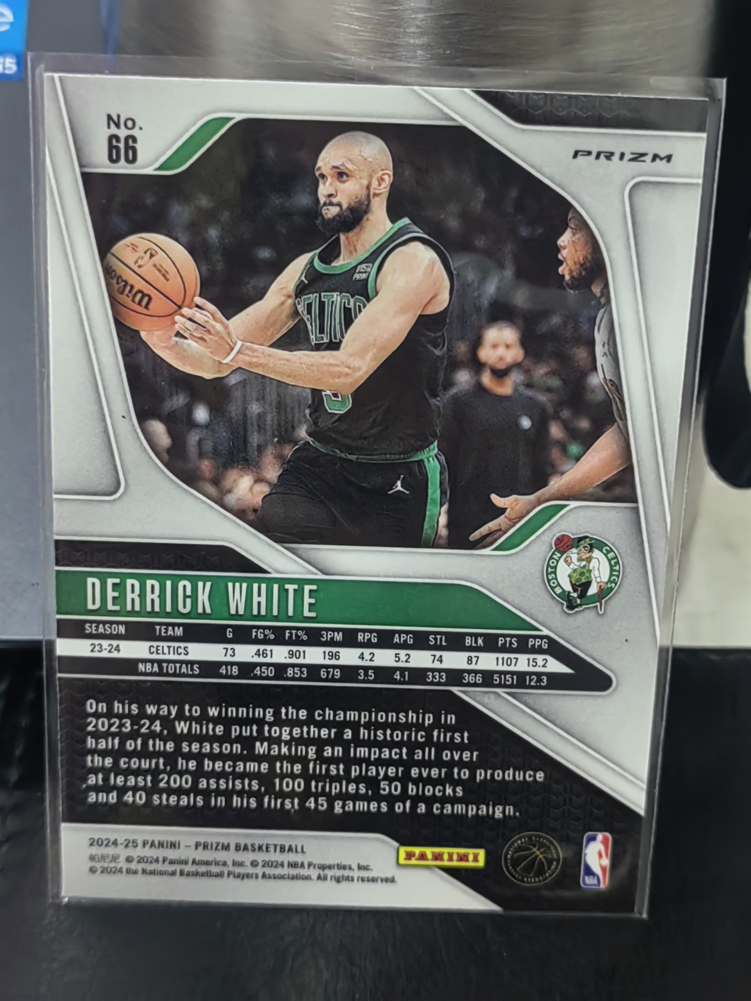 2024-25 Panini Prizm Derrick White PZ 红波纹折 德里克怀特 凯尔特人 篮 白边白角 不保卡品 卡品如图