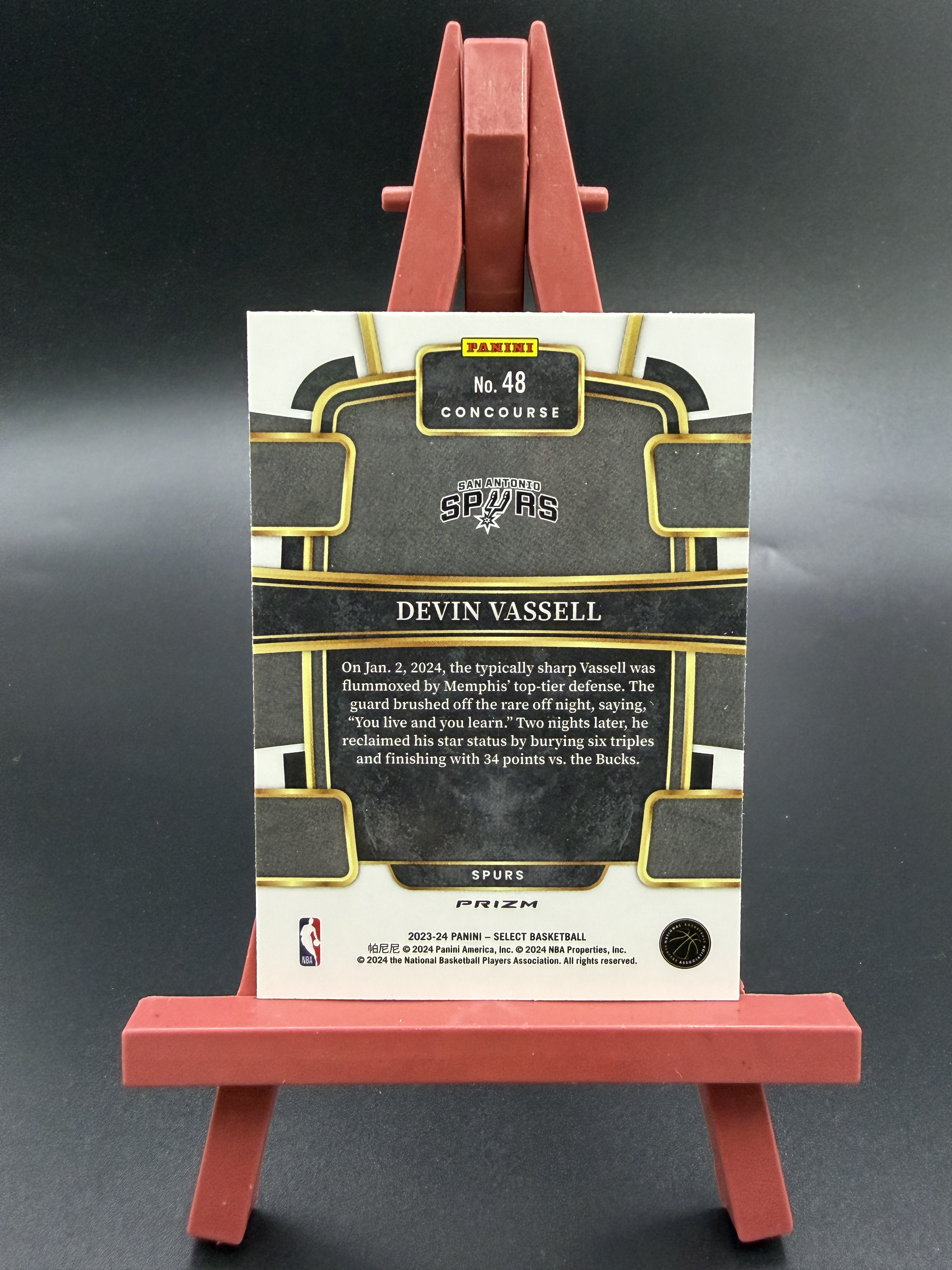 【西子拍卖】2023-24 Panini Select Devin Vassell 德文 瓦塞尔 大象折 象纹折 动物折 波纹折 折射 大比例 SSP 一级 马刺 卡品如图 XZ86