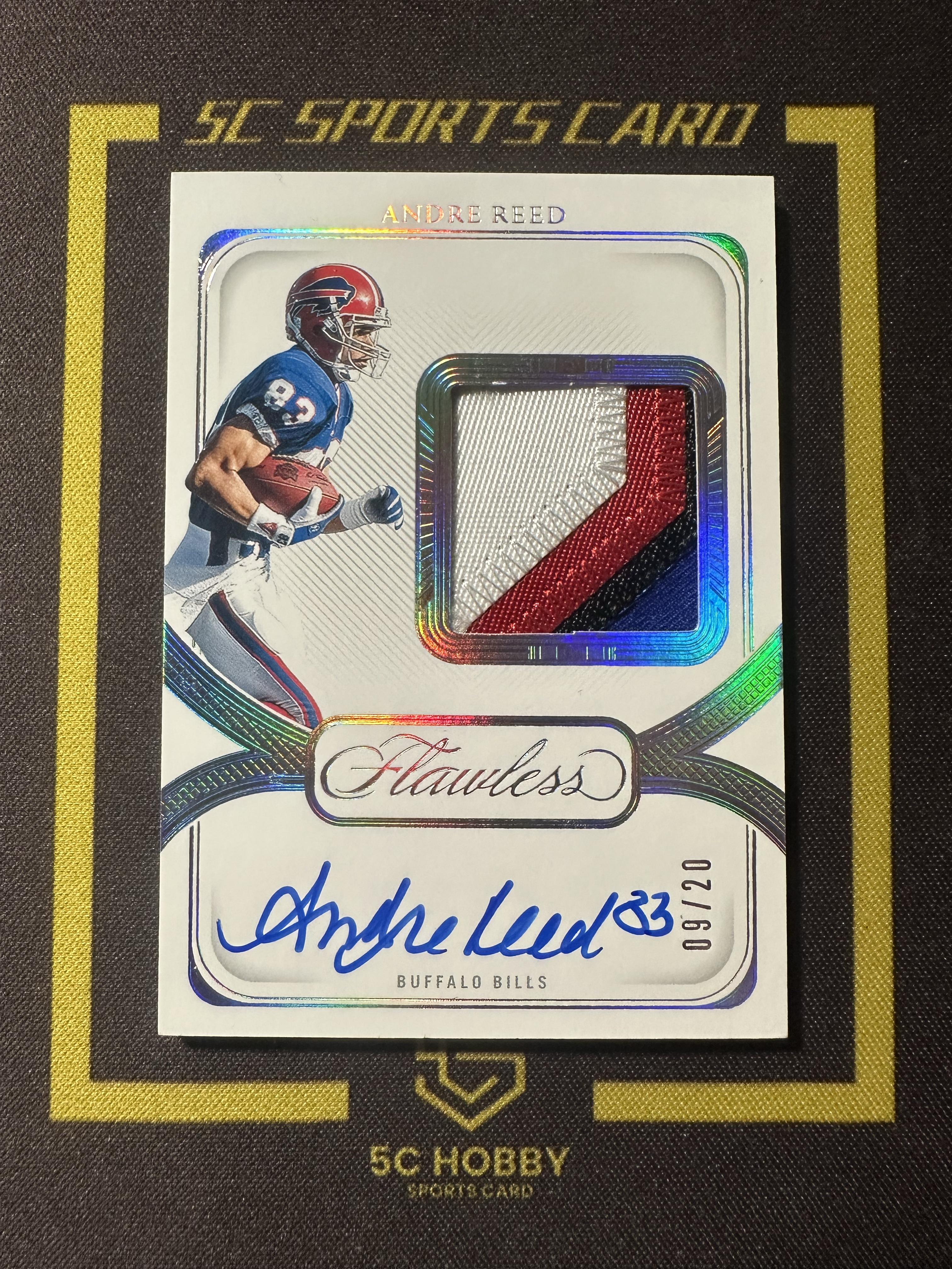 【主演出卡】 2024 panini 橄榄球 flawless 手提 比尔队 Andre Reed Patch auto 09/20 球衣签字 卡品如图 暴力切割