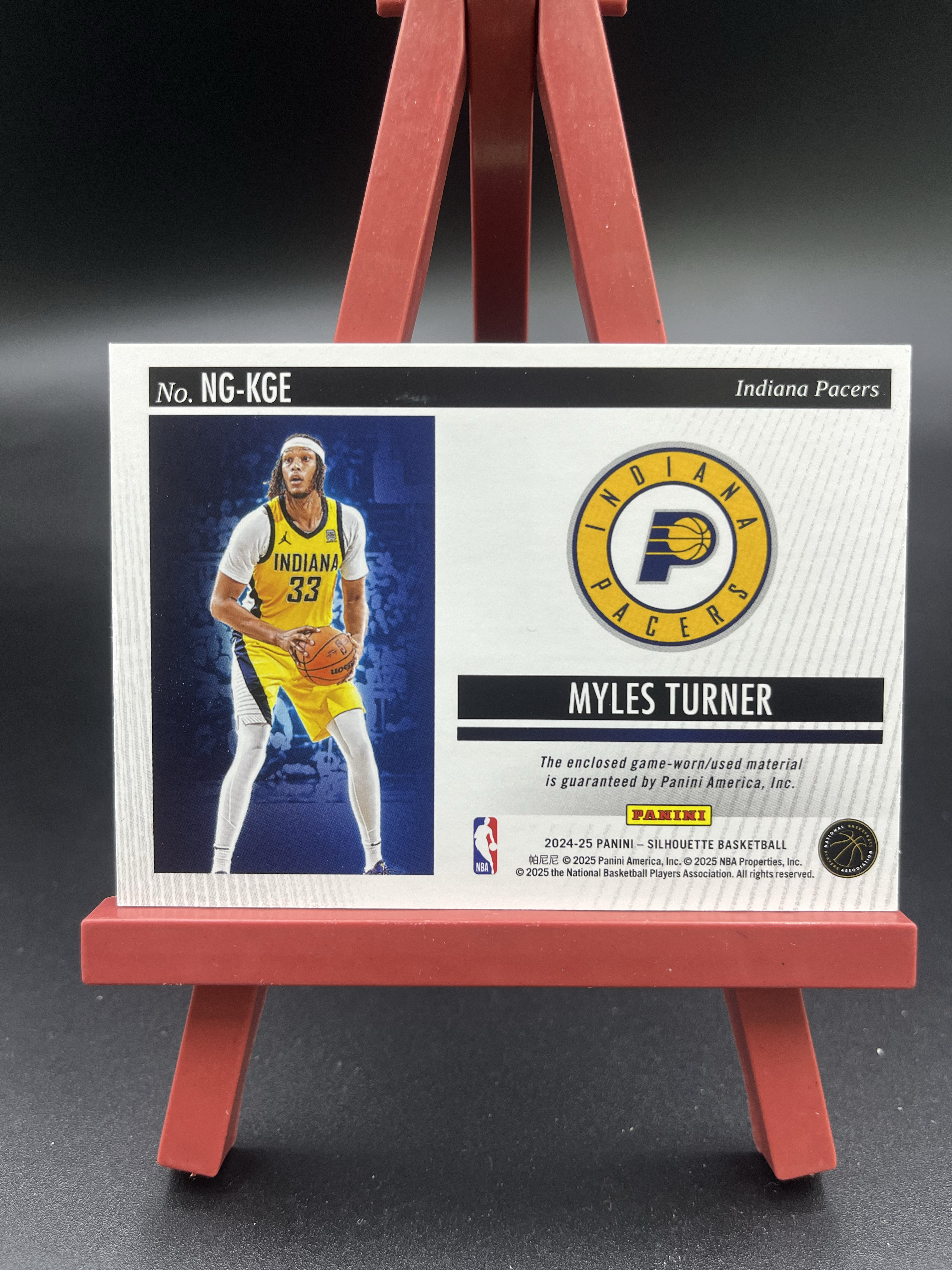 2024-25 Panini Silhouettes Myles Turner 迈尔斯 特纳 剪影 步行者 NBA GEAR 球衣物料切割 GU亲穿落场 卡品如图【优质物料专场】04WZ