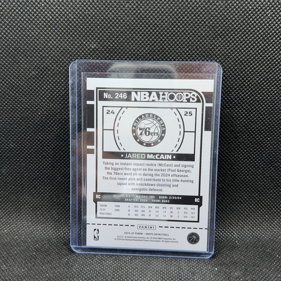 【Roseee代卖】2024-25 Panini NBA Hoops Jared McCain RC 新秀 76人 麦凯恩 299编 蓝shimmer折 折射 ksjy