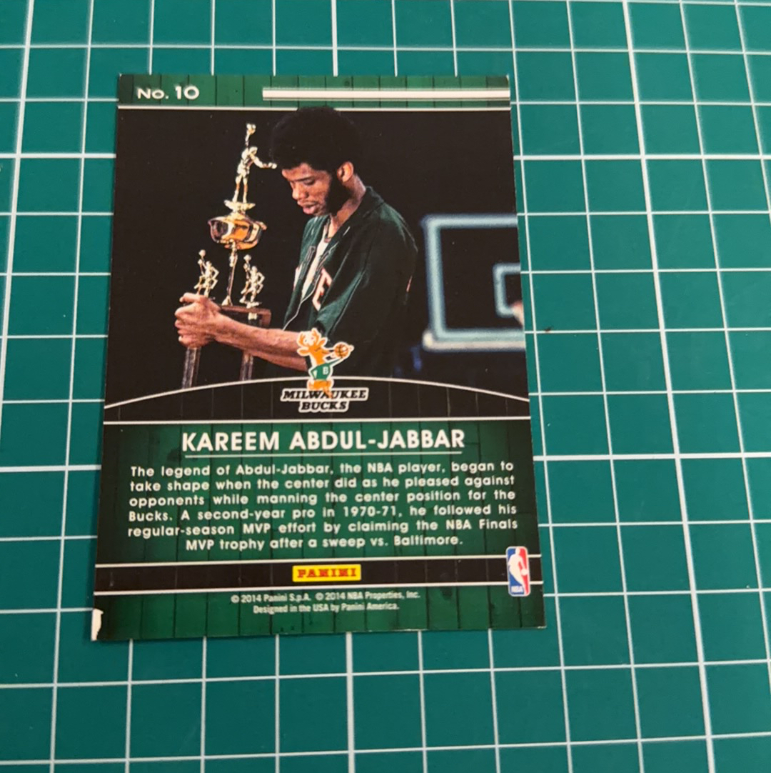 2014-15 Panini Americana Kareem Abdul-Jabbar S.p.a. 贾巴尔 天勾 MVP最有价值球员捧杯特卡 荣誉特卡 十年老卡 绝版卡 稀有大比例 收藏必备