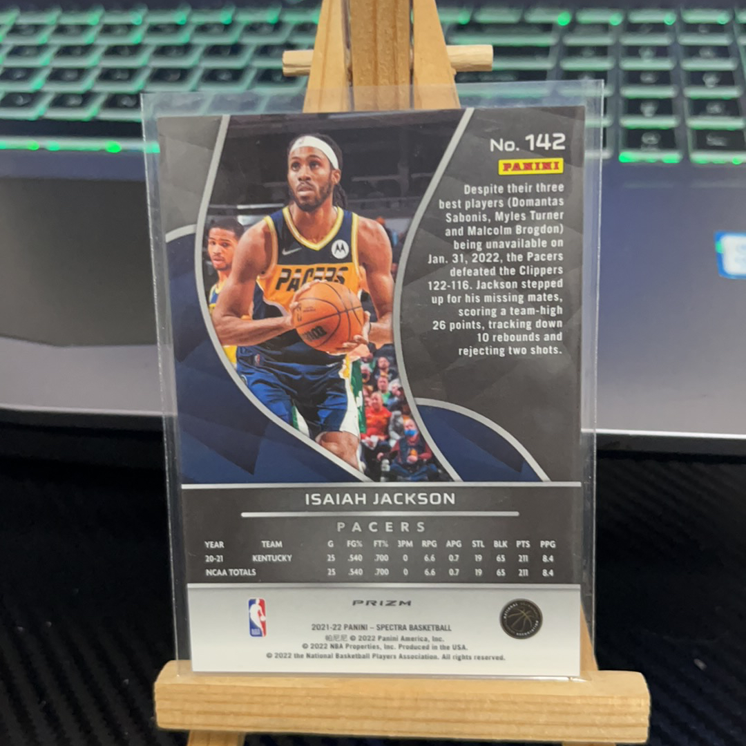 2021-22 Panini Spectra Isaiah Jackson RC 以塞亚 杰克逊 步行者 折射 光谱 卡品如图 凑图必备 值得收藏