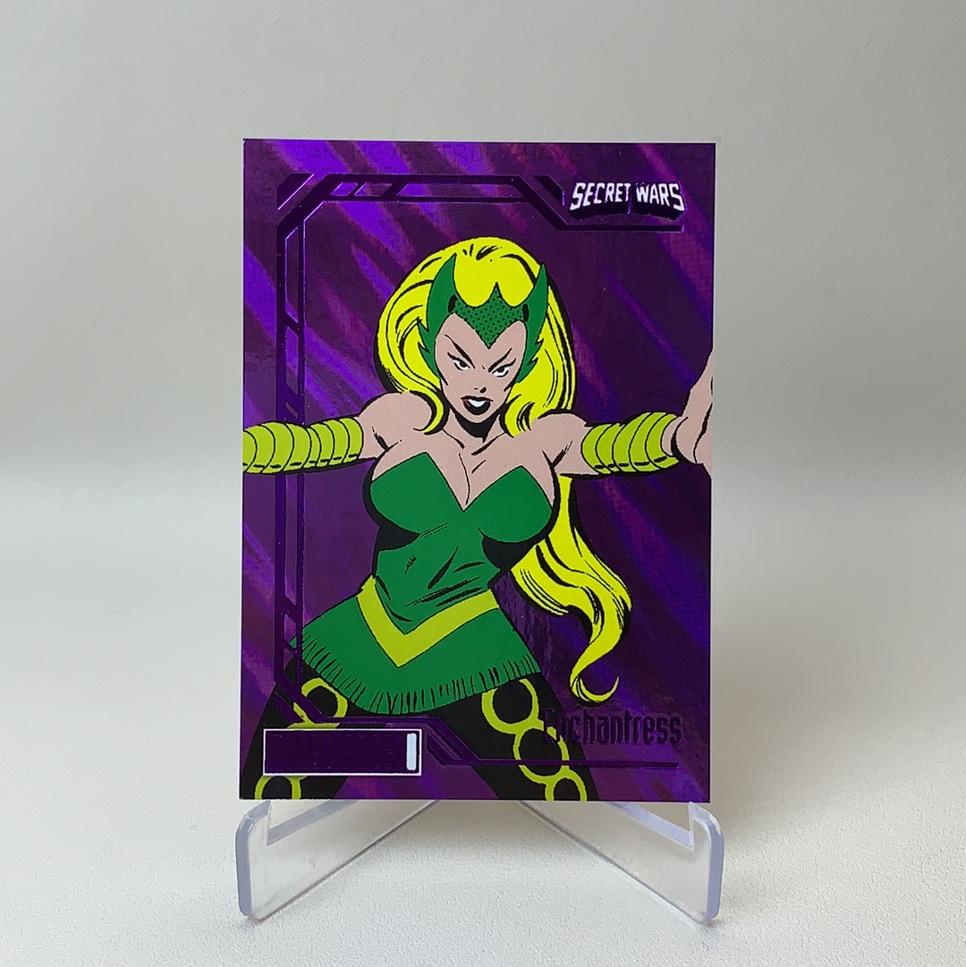 【弈卡代拍】2023 Upper Deck Marvel漫威 Secret Wars 秘密战争 大比例 特卡 紫折 折射 Enchantress 魅惑魔女 63/99编 品相如图 凑套必备 真帕杰洛