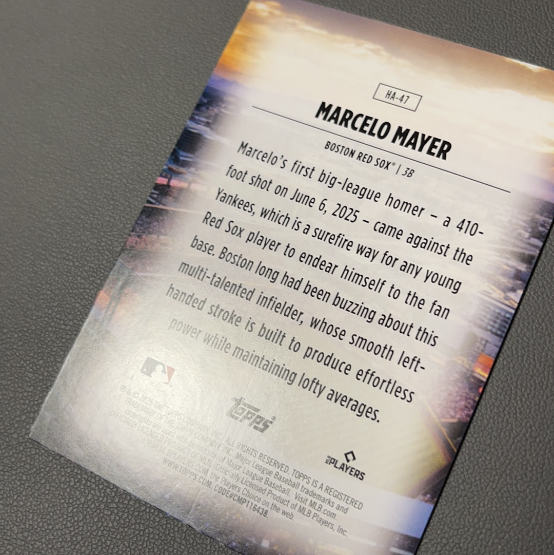 2025 Topps Update Marcelo Mayer RC 梅耶尔 红袜 首轮秀 大物 新秀 地标特卡 大比例 sp 卡背印刷线如图 #1【9527】