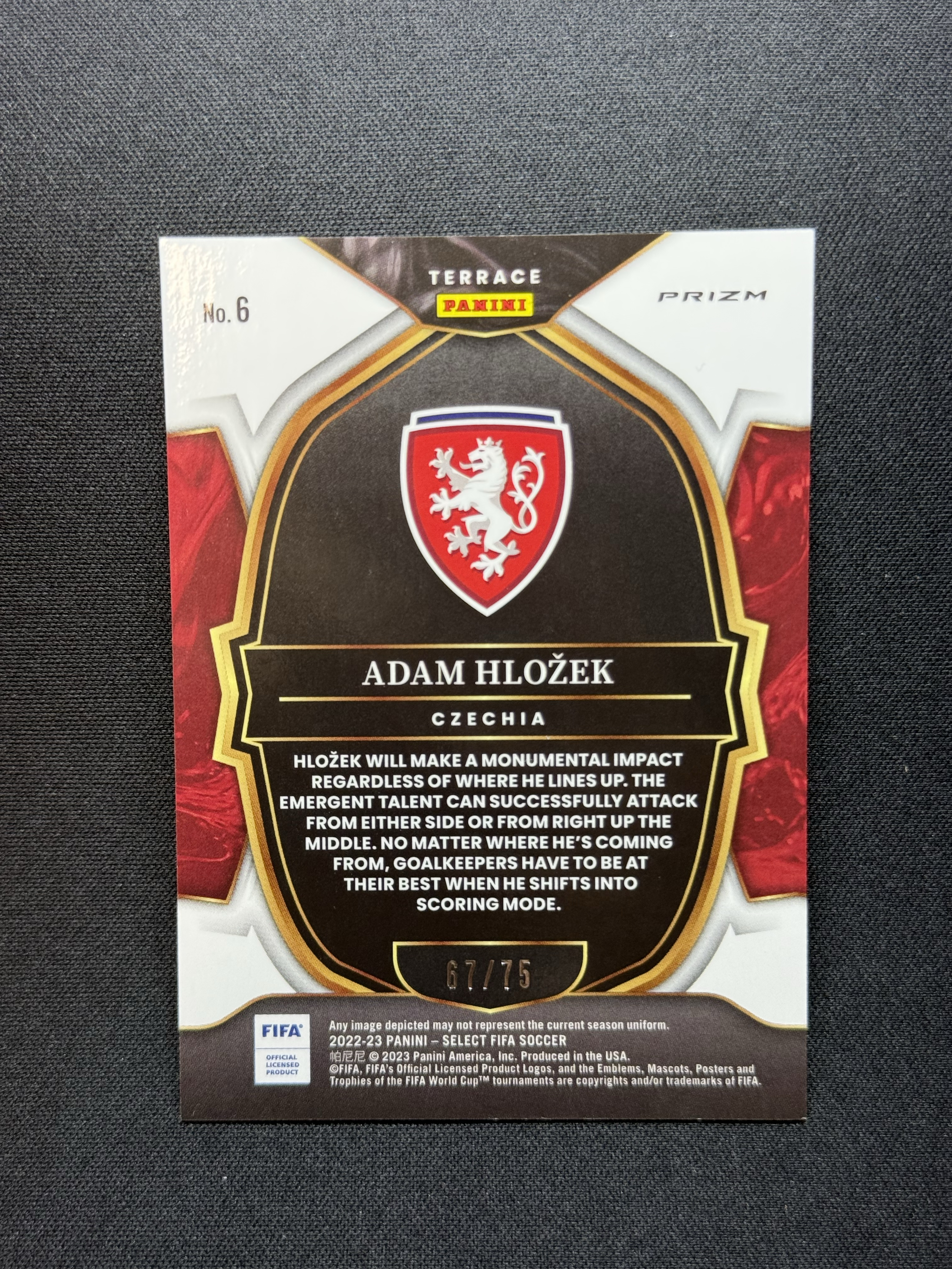 2022-23 Panini Select Adam Hlozek RC 【小贝代拍】FIFA select 捷克 新秀 赫洛泽克 紫折 /75编 瑕疵如图 拍前看描述 H MFC