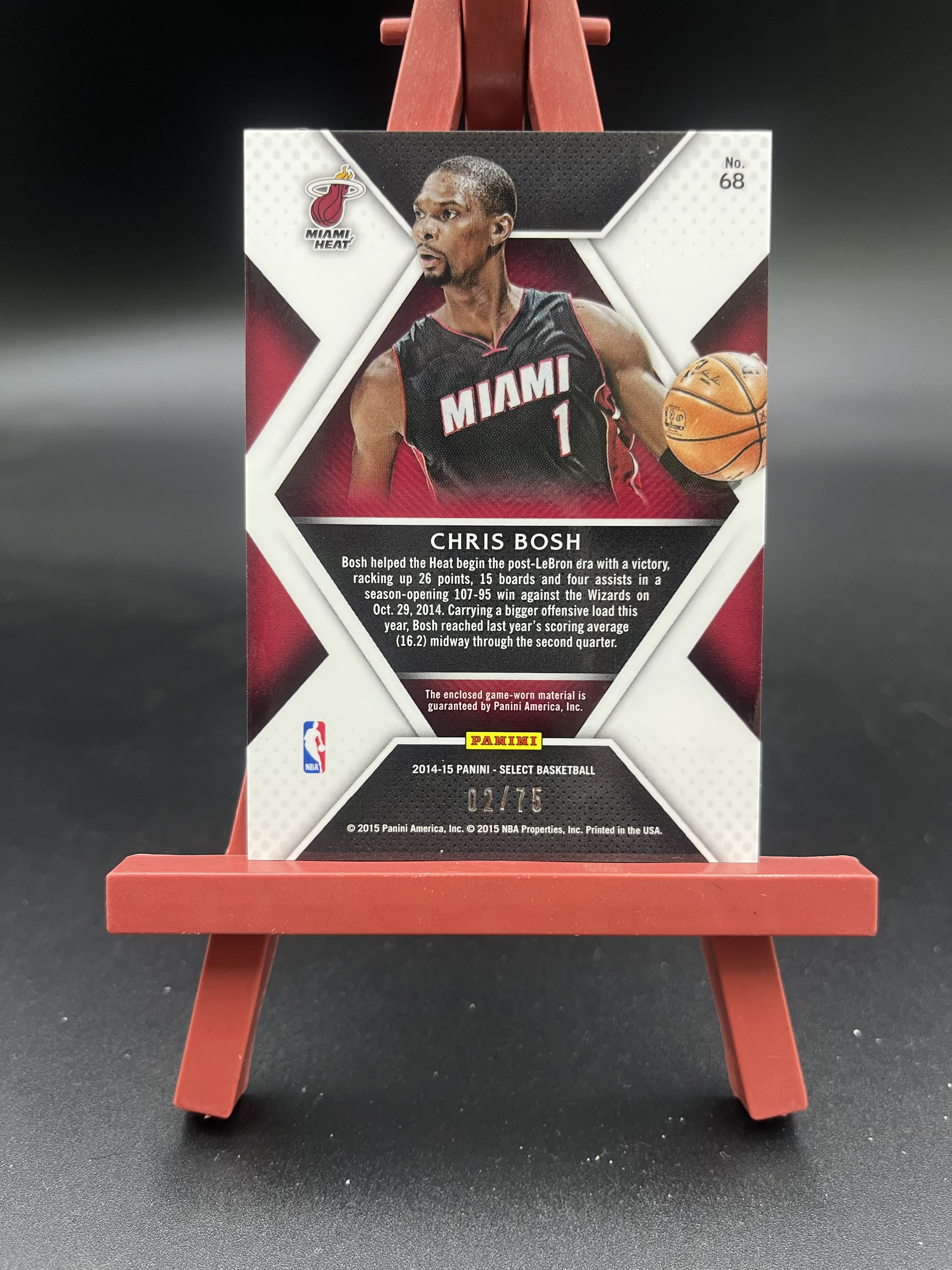 2014-15 Panini Select Chris Bosh select 热火 克里斯 波什 02/75编 球衣物料切割 GU亲穿落场 卡品如图【优质物料专场】04WZ