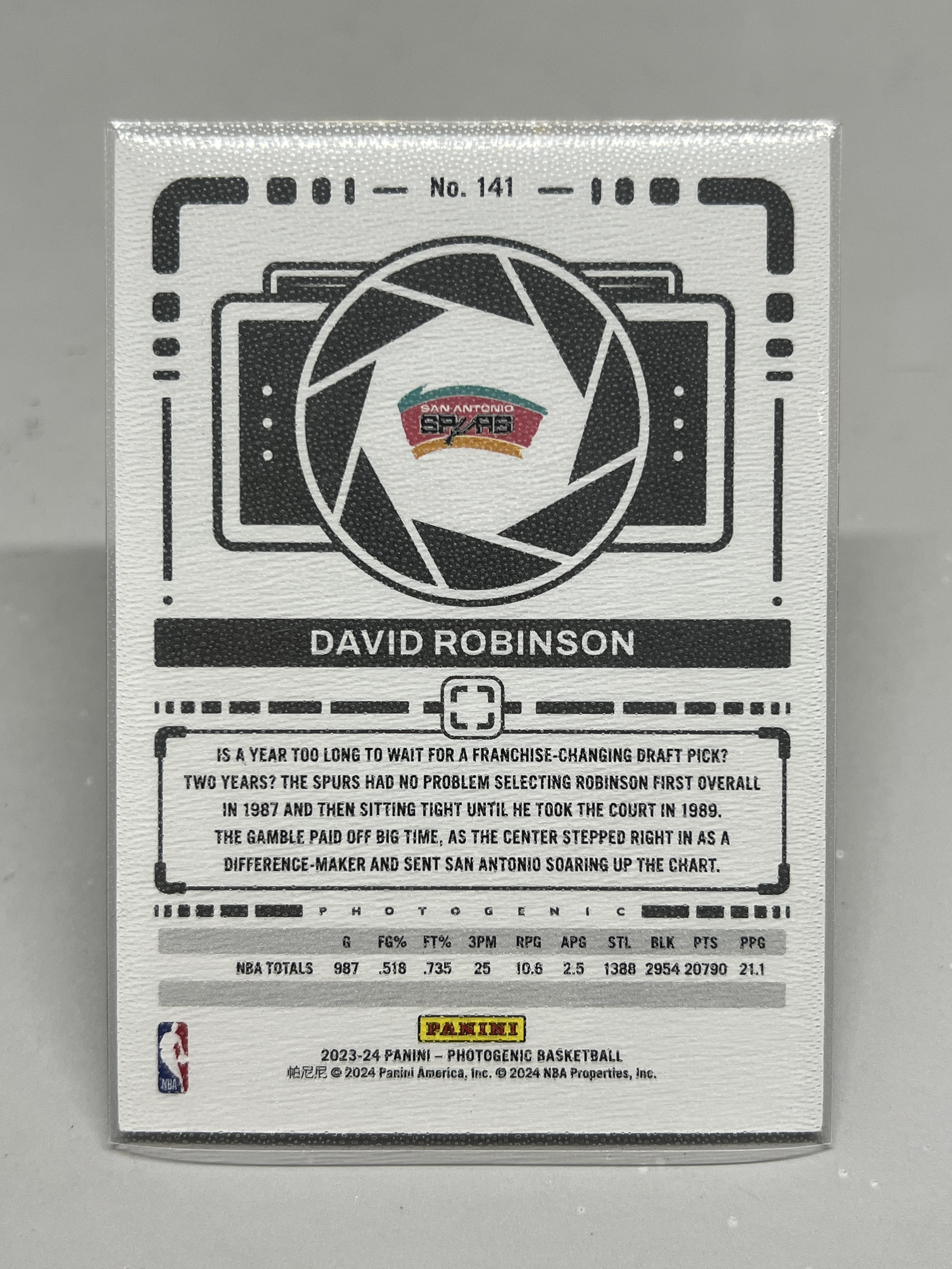 2023-24 Panini Photogenic David Robinson 【挂机拍卖】帕尼尼 上镜 罗宾逊 海军上将 马刺 #141 收藏 凑套 卡品如图