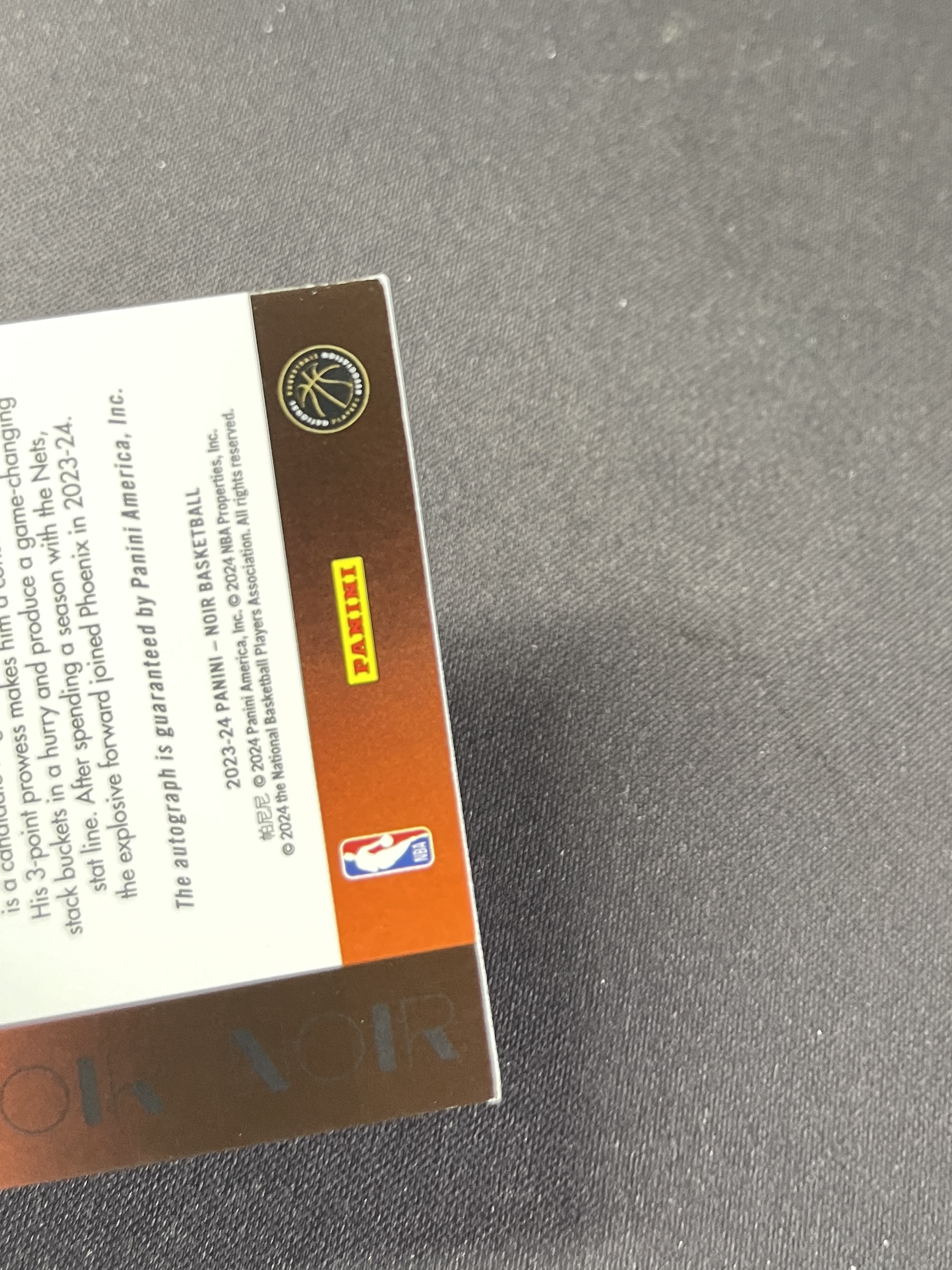 2023-24 Panini Noir Yuta Watanabe 诺尔 太阳 渡边雄太 99编 签字 卡签 鞋灯 鞋灯签 镜面 选图为科比6-GiGi 纪念科比女儿 意义非凡 细节如图