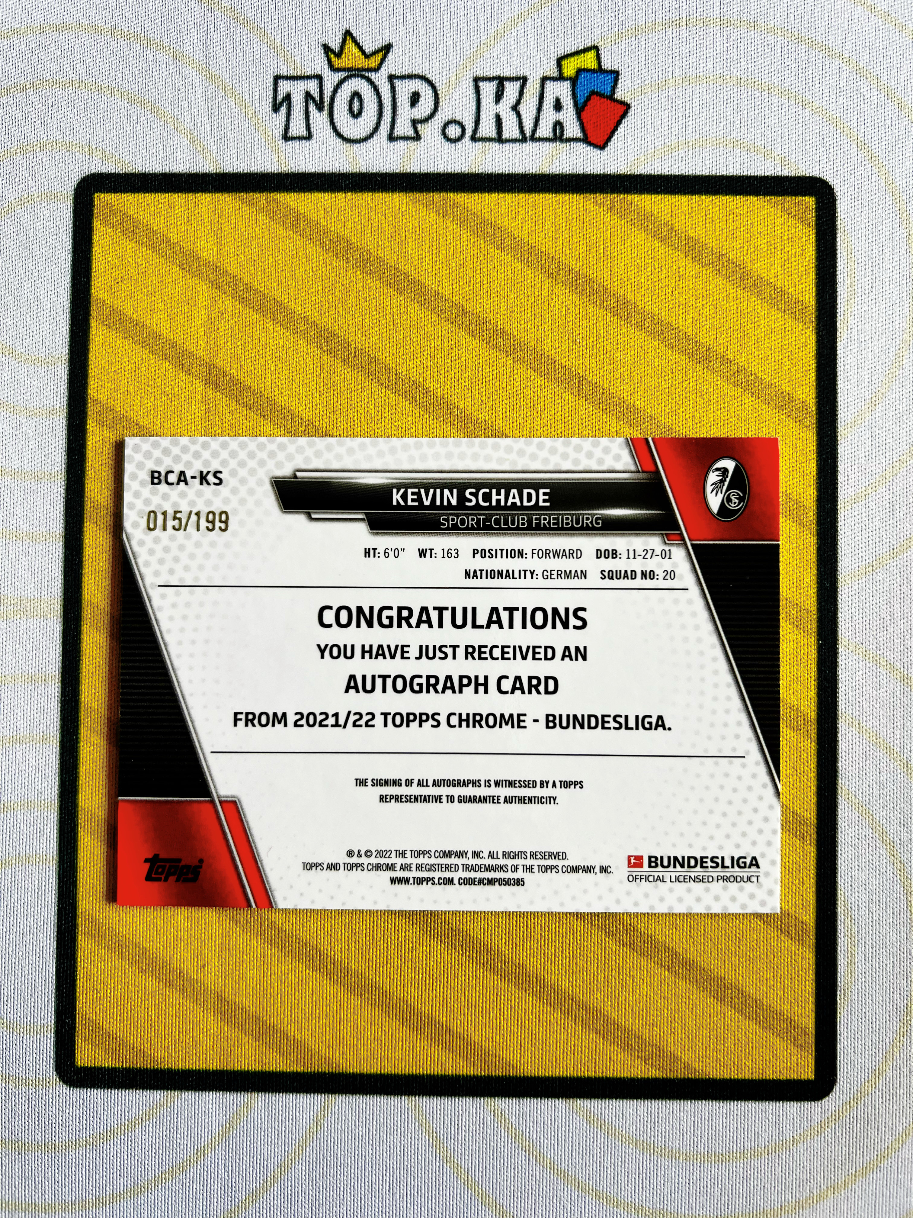 【顶尖卡社】2022-23 Topps Chrome Kevin Schade RC chrome 德甲 凯文 沙德 新秀签字 199编 紫折 英超 布伦特福德 详情看描述 卡品如图【Lawson】