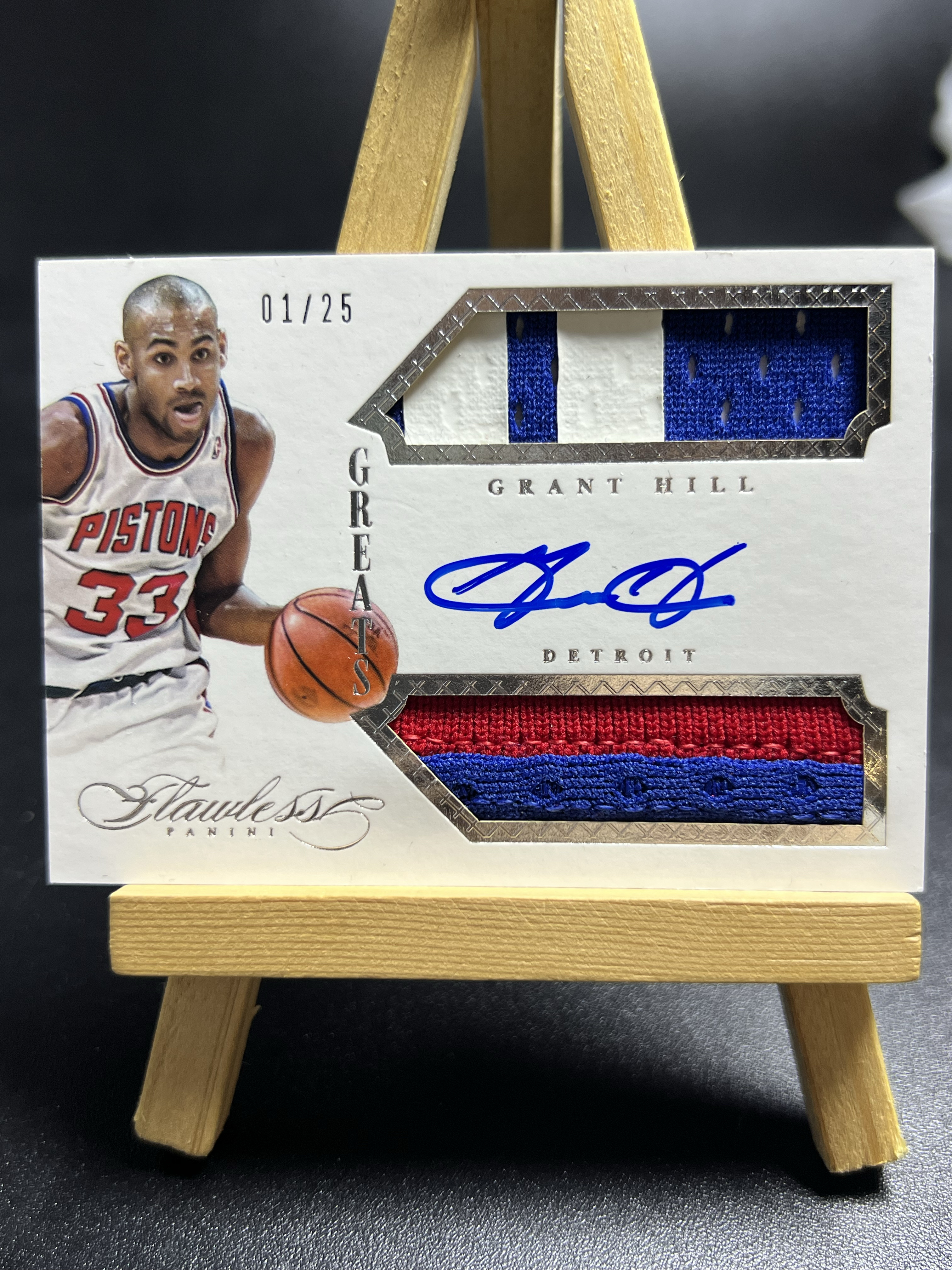 2013-14 Panini Flawless Grant Hill 格兰特 希尔 活塞 手提 伟大签 PA DPA 腰子 25编 首编 卡签 签字 GU落场 物料 patch 暴力切割 叉叉拍卖