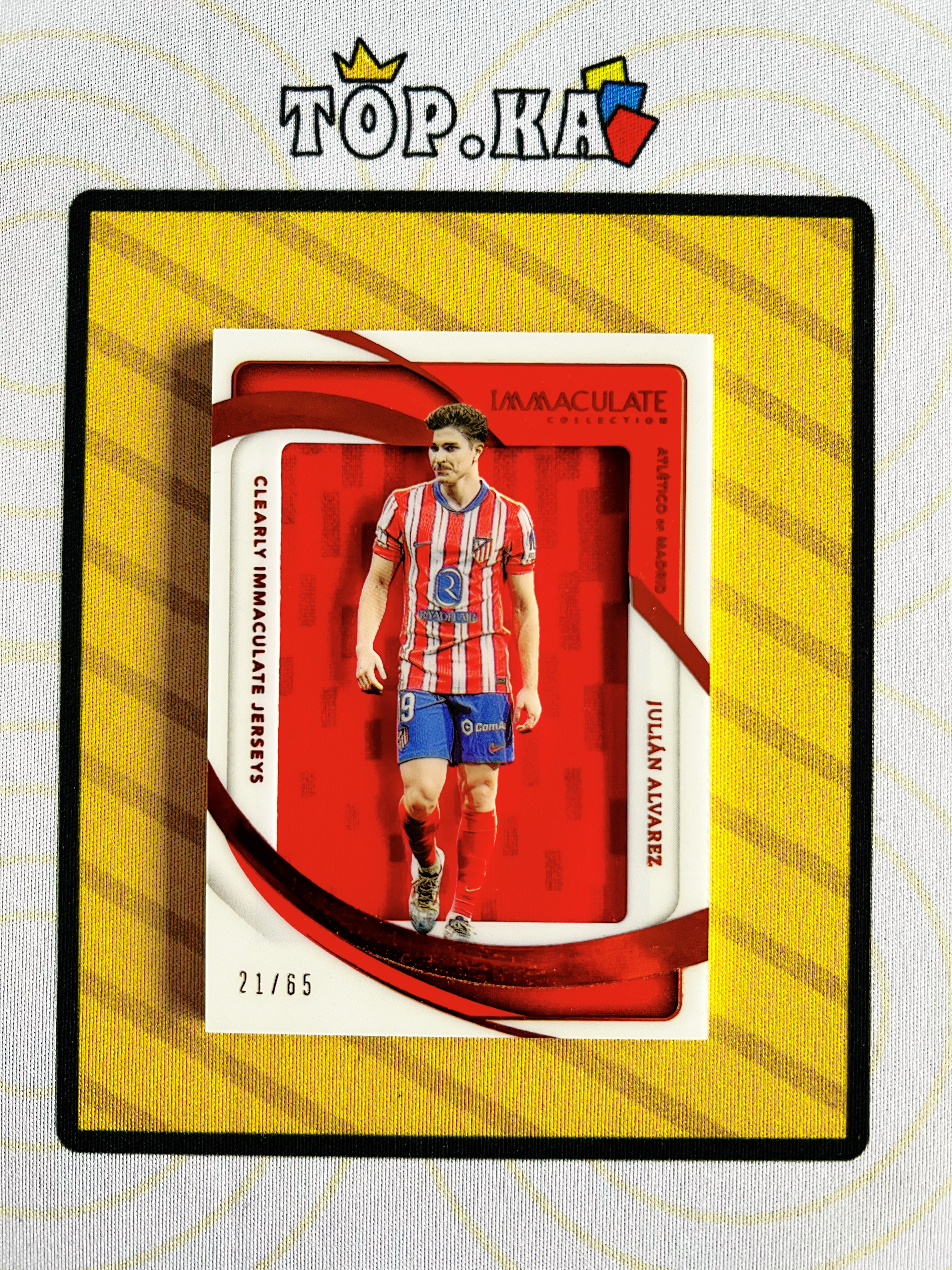 【顶尖卡社】2024-25 Panini Immaculate Collection Julian Alvarez 马德里竞技 小蜘蛛 阿尔瓦雷斯 大窗球衣切割 65编 详情看描述 卡品如图【句号】