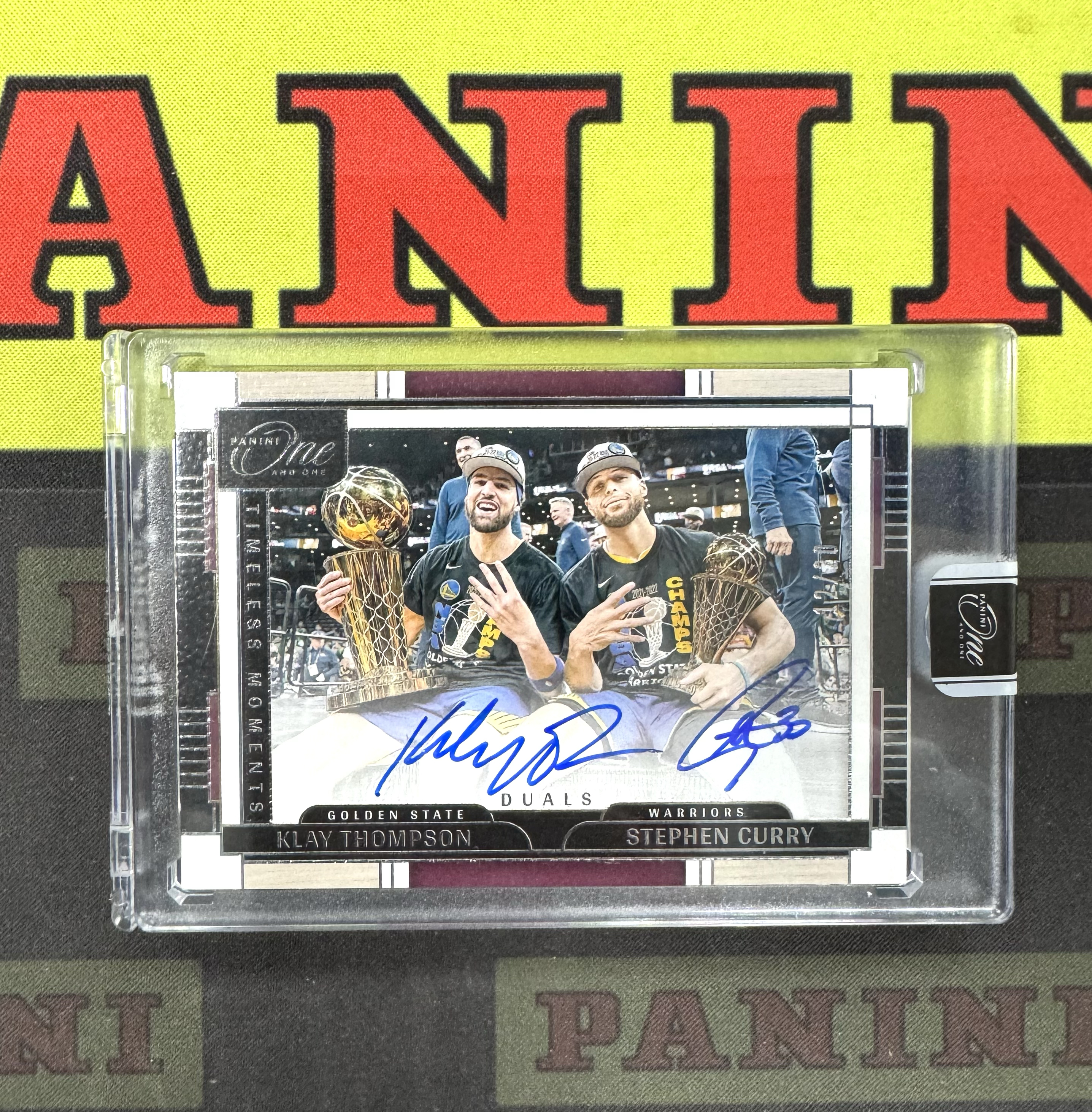2023-24 Panini One and One Stephen Curry 勇士 庫里 克萊湯普森 12/20編 總冠軍FMVP雙獎杯 timeless moments 捧杯時刻卡簽 最好雙簽