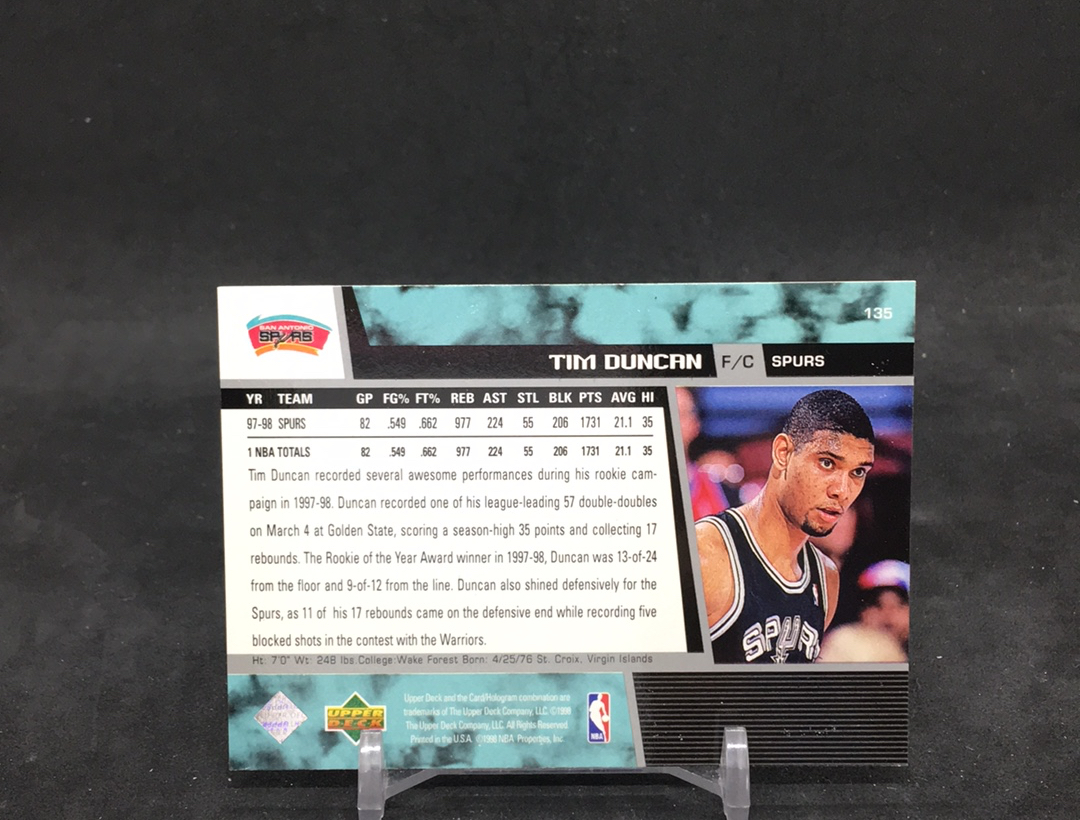 【DC拍卖】12.03 UD 同名系列 名人堂名宿 NBA历史第一大前锋 石佛 蒂姆 邓肯(微瑕)