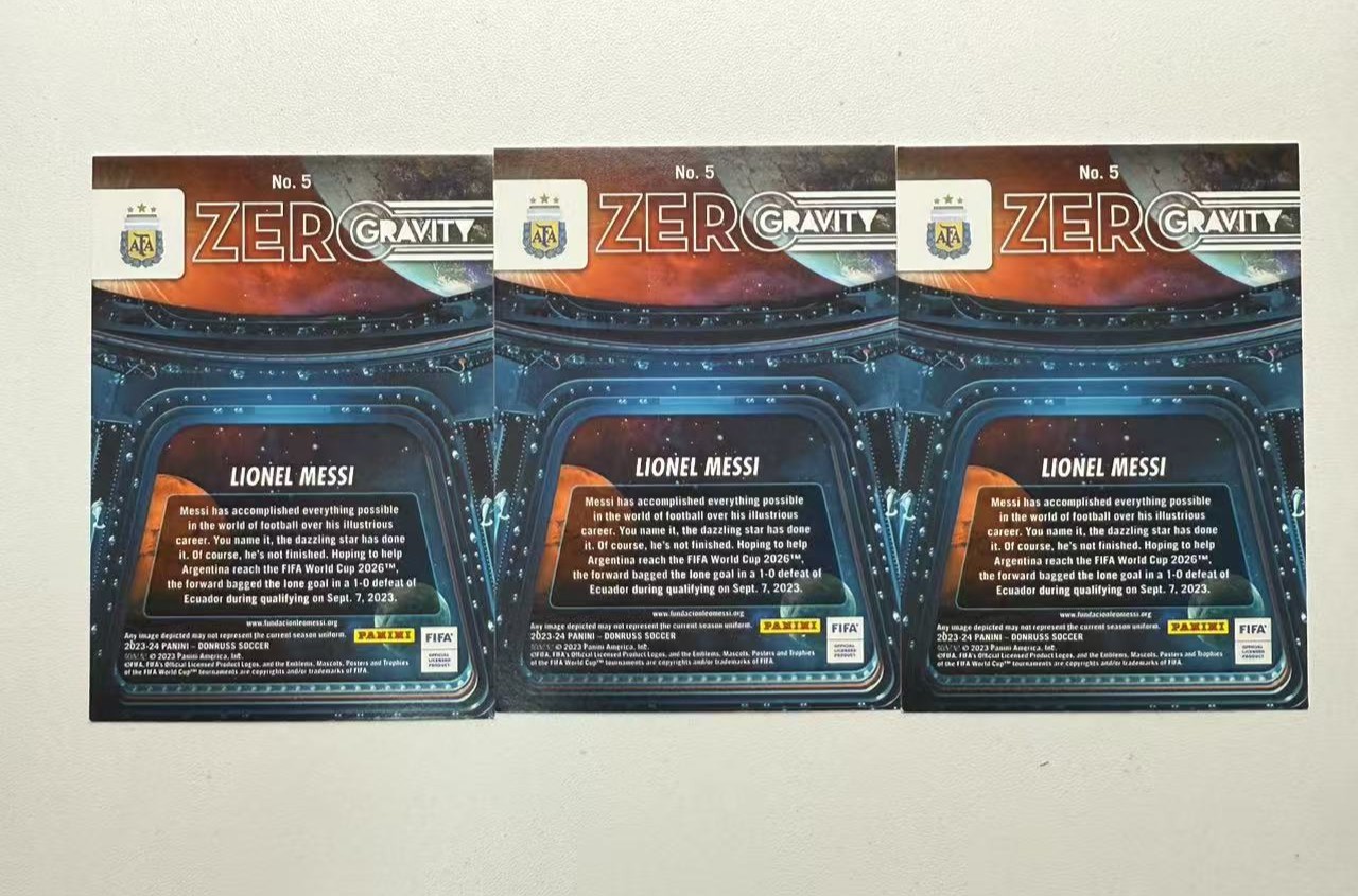 2023-24 Panini Donruss Lionel Messi 梅西 阿根廷 巴萨 杜蕾斯 零重力 特卡 3张lot 专收必备 yyq