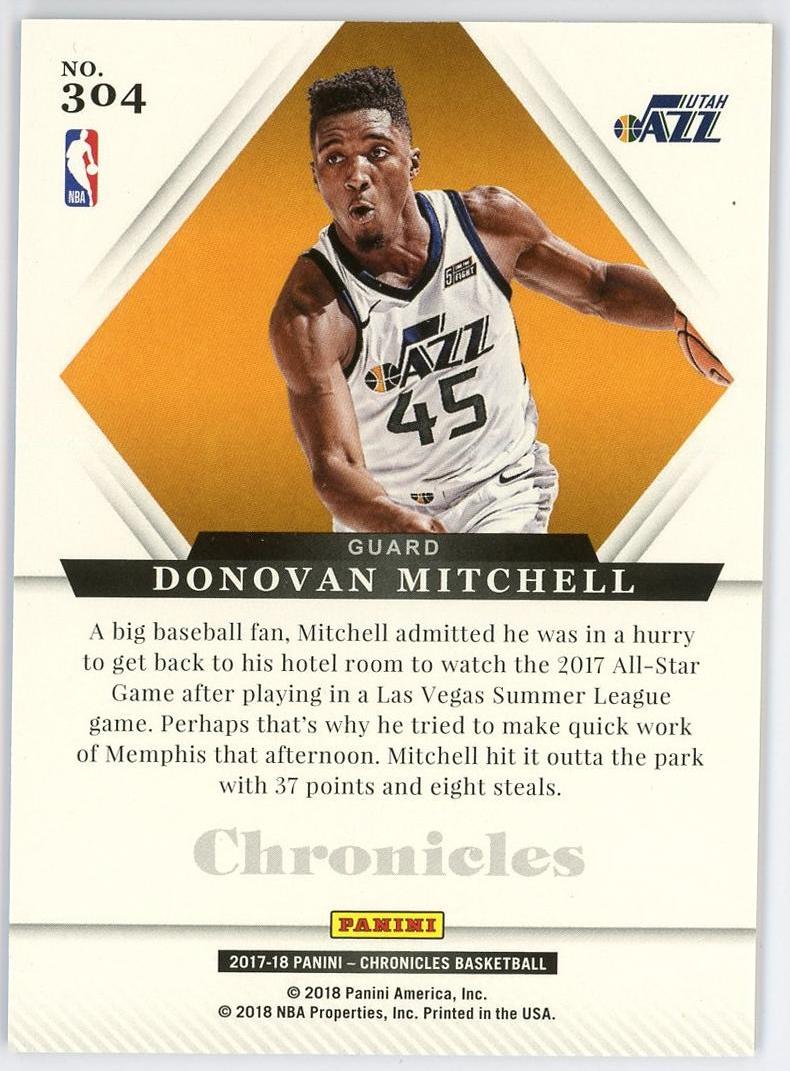 2017-18 Panini Chronicles Donovan Mitchell RC 多诺万米切尔 新秀 编年史 Majestic 249编 特卡 爵士 蜘蛛侠 卡品如图 0MJ9