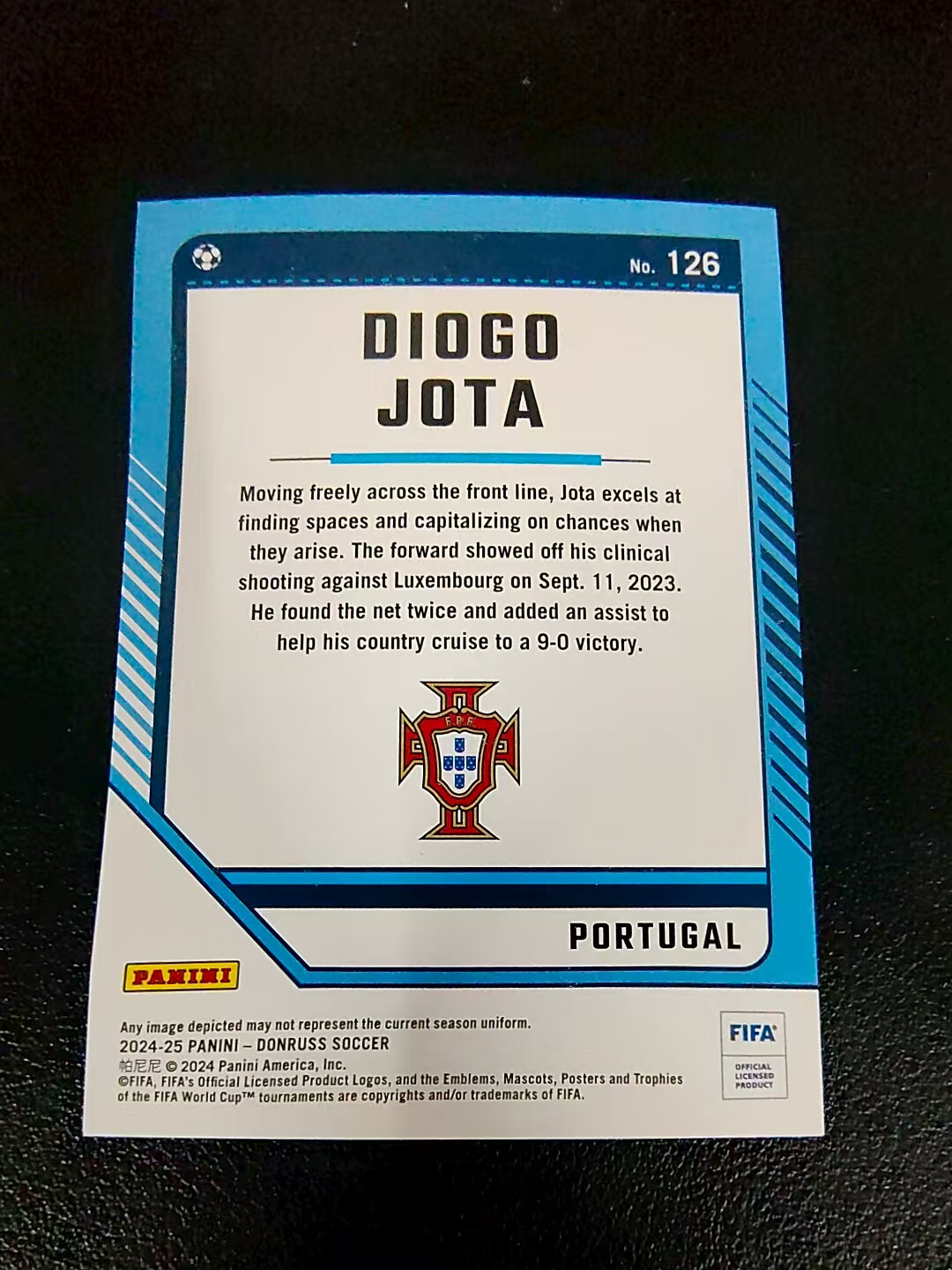 【可合并,不累计】2024-25 Panini Donruss Diogo Jota 迪奥戈 若塔 葡萄牙 瀑布折 FIFA 杜蕾斯 边角瑕疵 #126