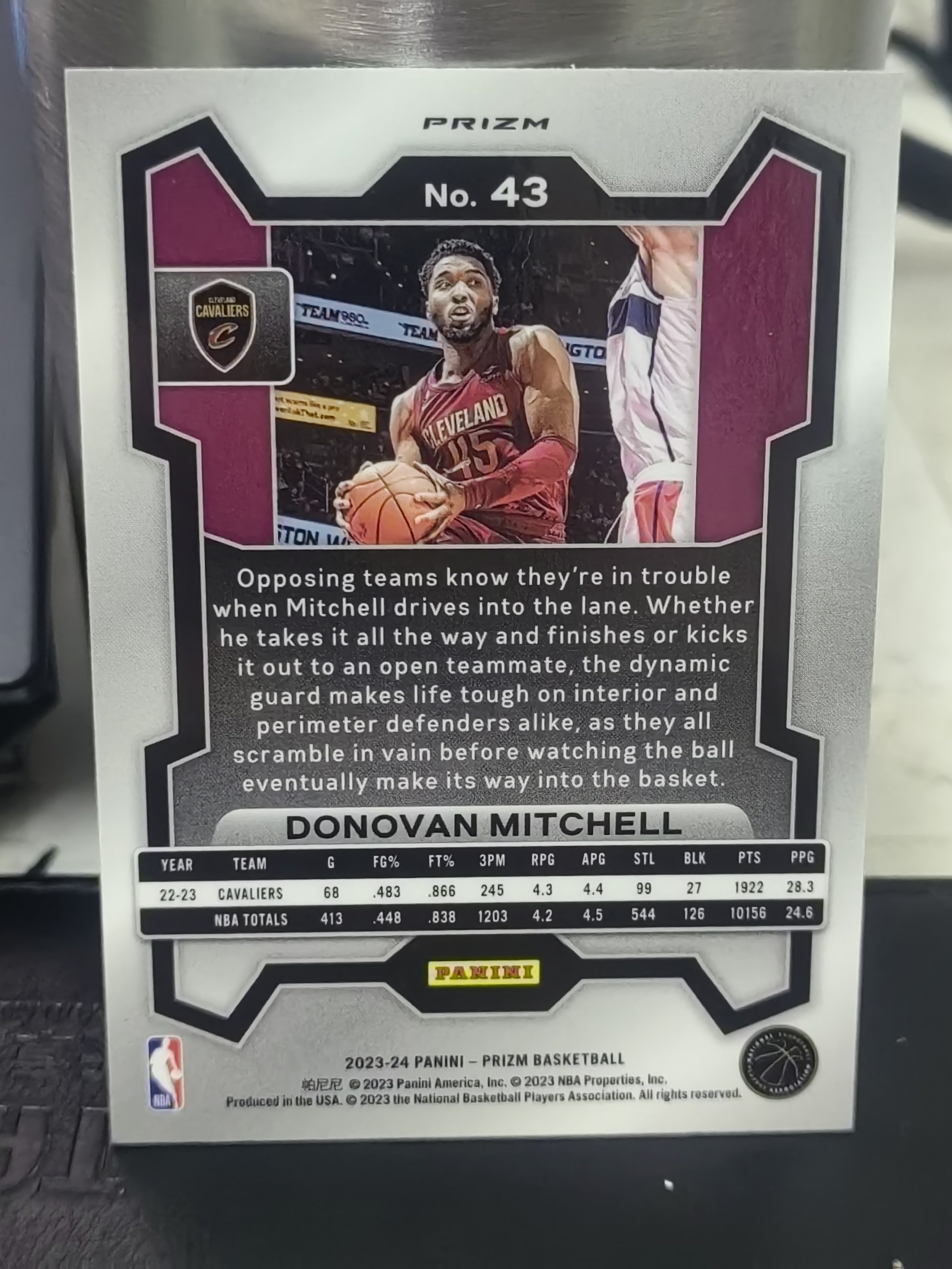 2023-24 Panini Prizm Donovan Mitchell PZ 白碎冰 多诺万 米切尔 骑士 篮 白边白角 不保卡品 卡品如图