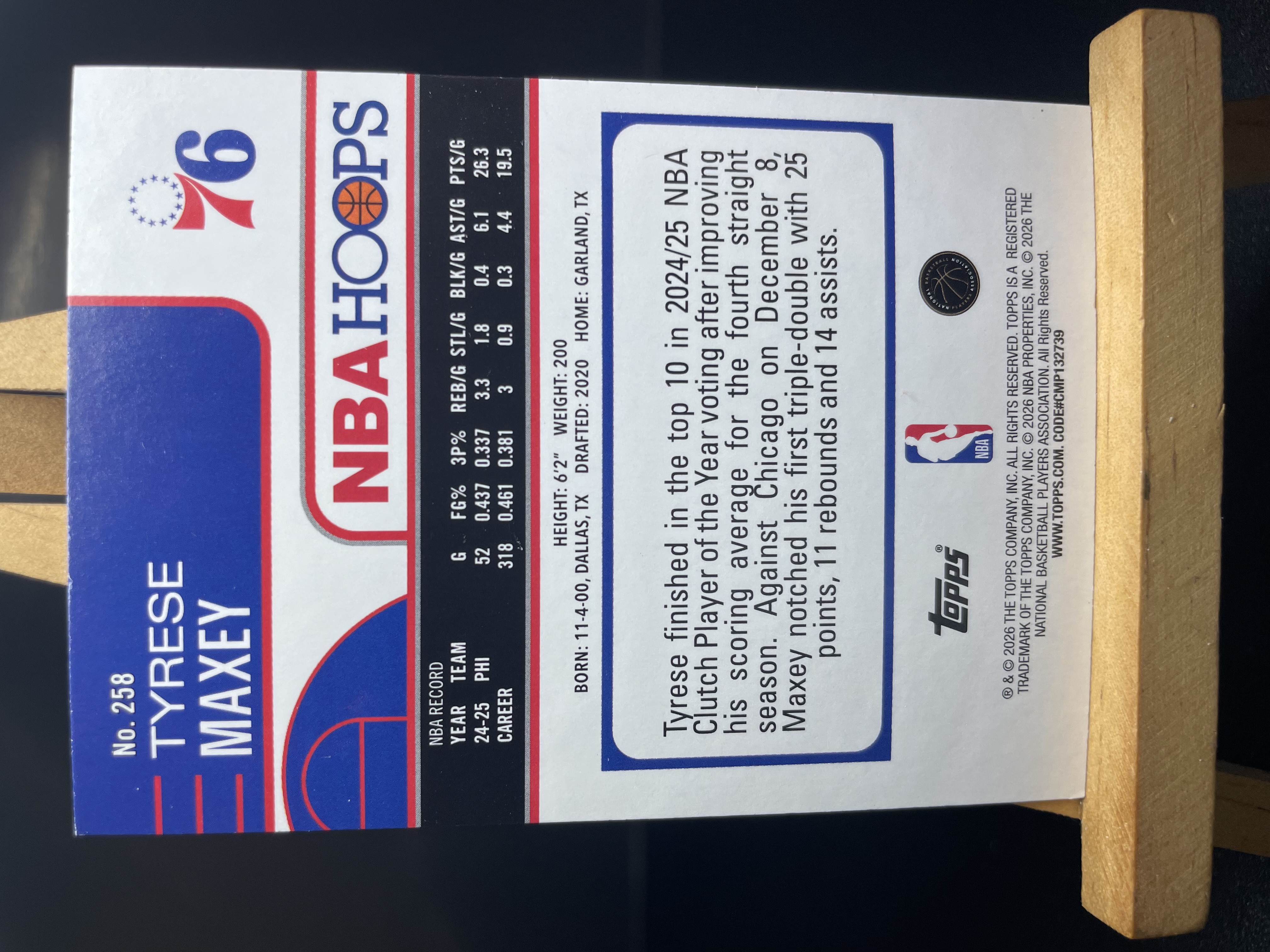 (A4) 2026 TOPPS NBAHOOPS 折射 马克西 76人 近期大热球星 收藏凑套必备 卡品如图 !!!