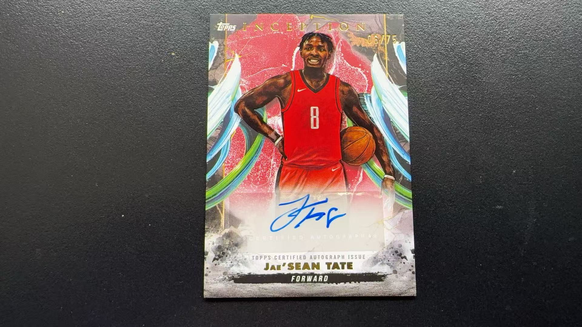 【Pw代卖】2024-25Topps Inception盗梦 Jae'Sean Tate 杰肖恩 泰特 火箭 红折 签字 75编 卡品如图 收藏必备 萝卜哥