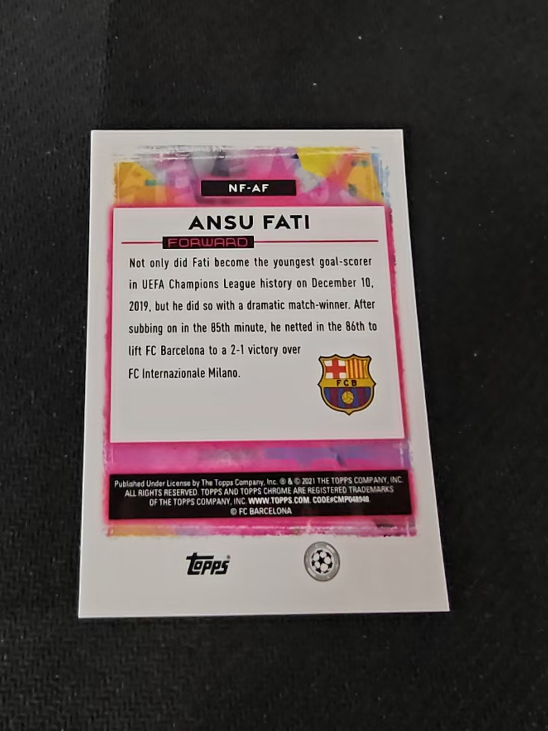 【可合并,不累计】2021 Topps Chrome Ansu Fati 安苏 法蒂 巴萨 电音 联名 大比例 特卡 欧冠 银折 不保卡品 介意勿拍