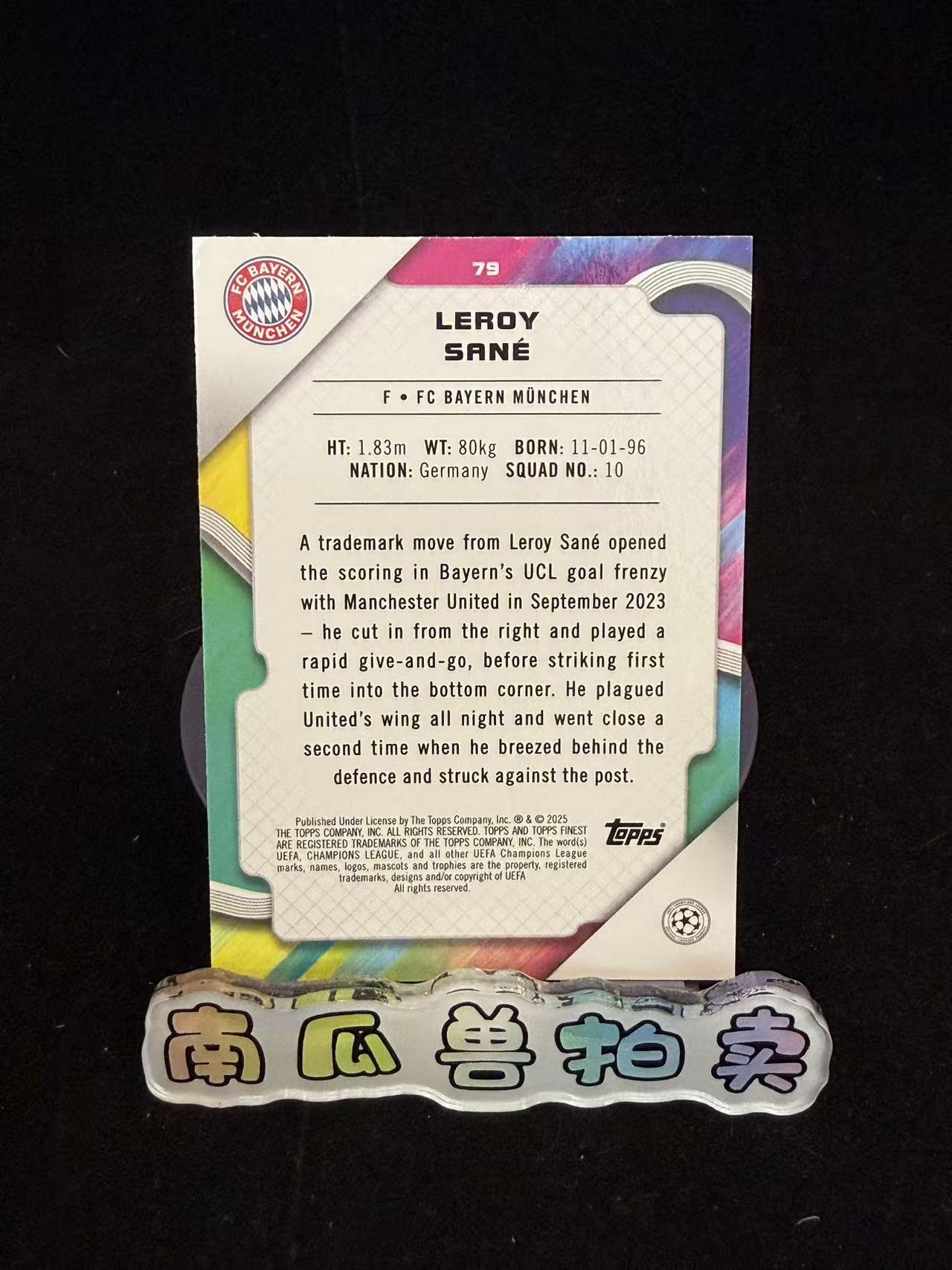 2025 Topps Finest Leroy Sané 拜仁慕尼黑 萨内 299编 紫折 折射 不保卡品 南瓜兽Joe11.17