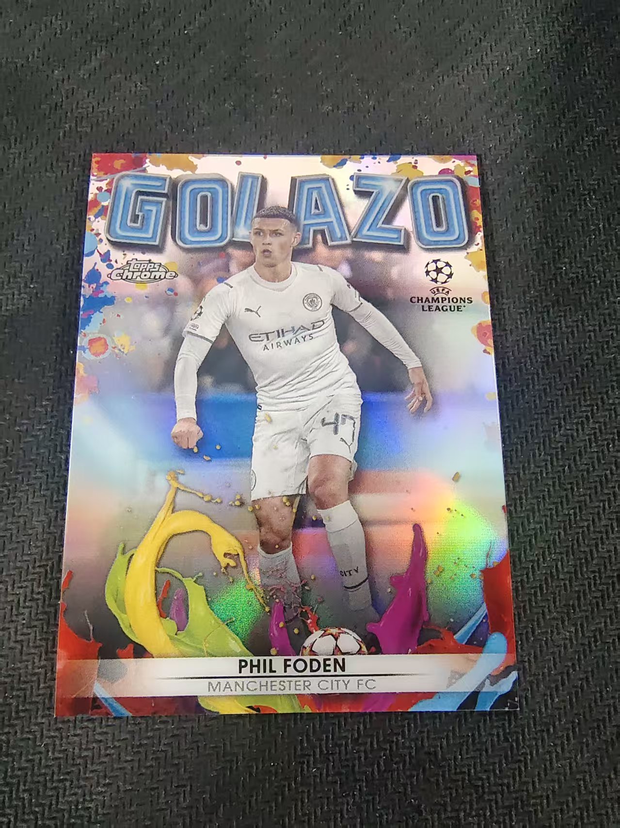 【可合并,不累计】2022 Topps Chrome Phil Foden 福登 英格兰 曼联 太子 Golazo 特卡 欧冠 银折 划痕 边角瑕疵