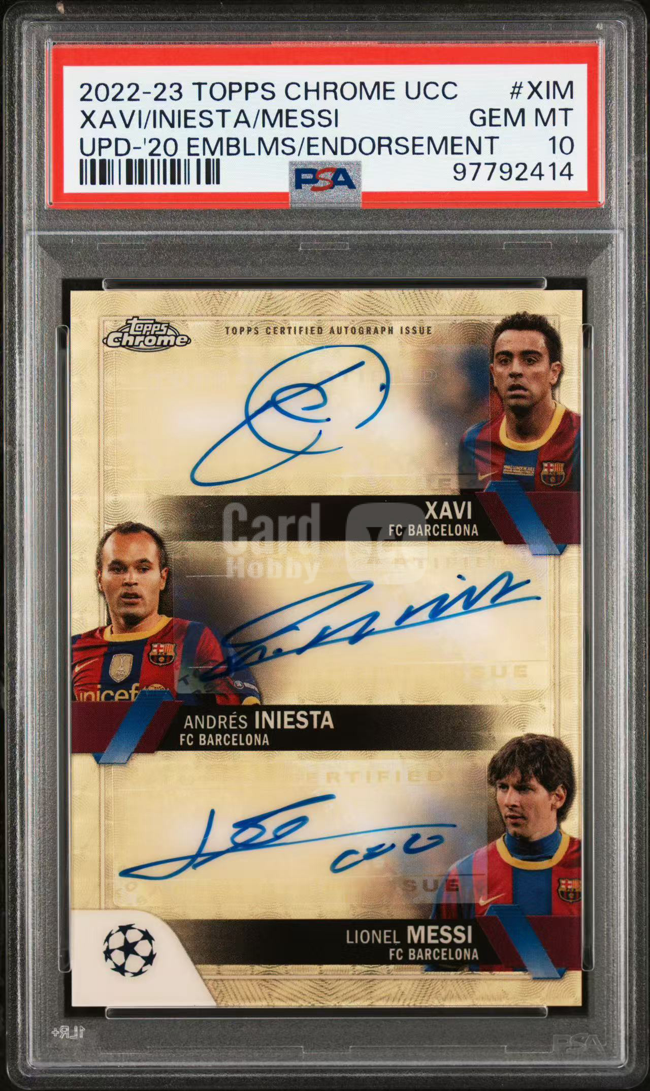 2022-23 Topps Chrome Lionel Messi 梅西 伊涅斯塔 哈维 哈白布 宇宙队 巴萨 三冠王 签字 1/1 爆金折 messi