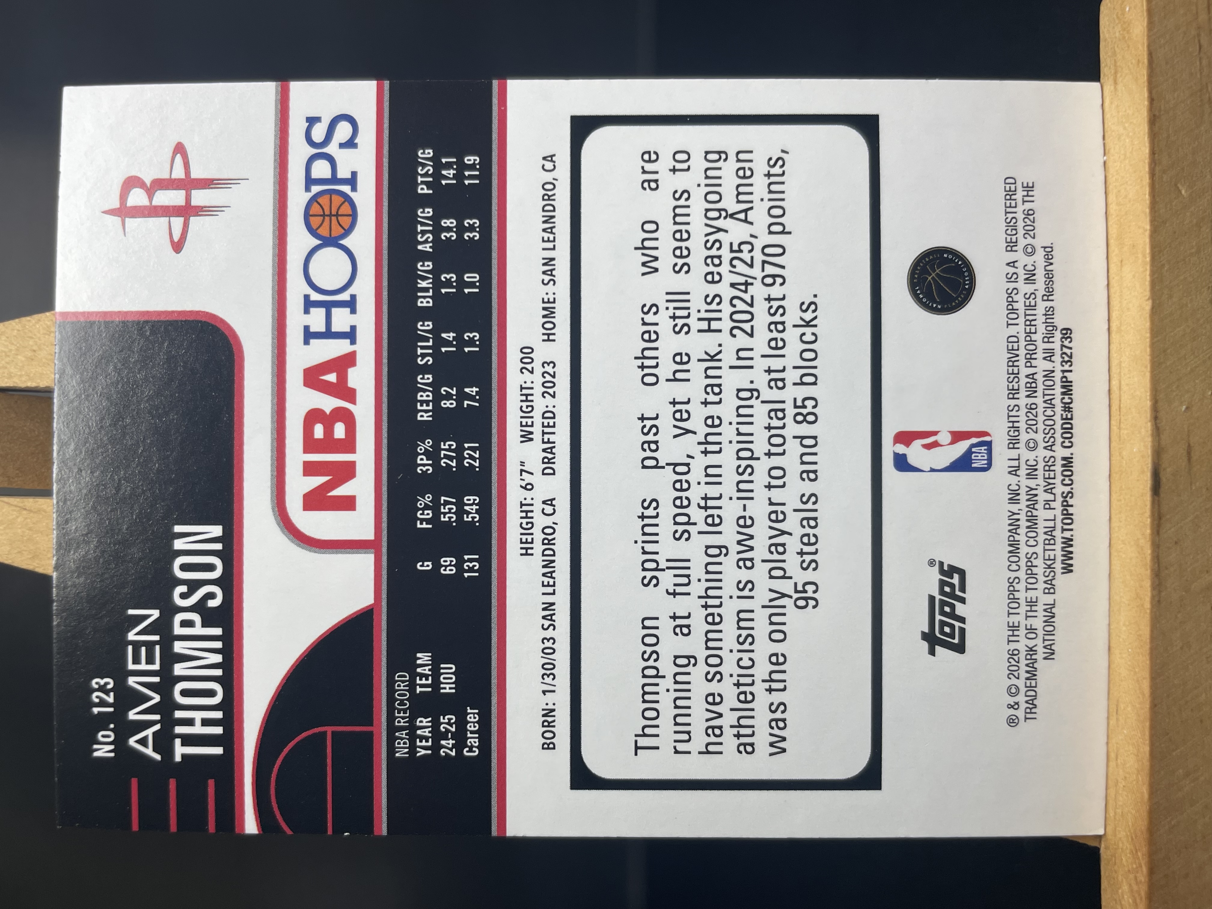 (A9) 2026 TOPPS NBAHOOPS 折射 阿门汤普森 火箭 近期大热球星 收藏凑套必备 卡品如图 !!!