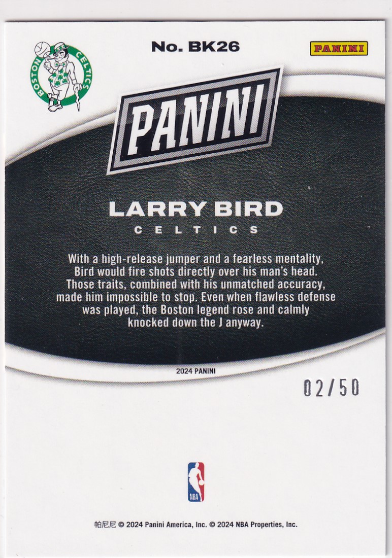 【thebighit】不累计大乔克.2023-24 Panini Black Friday 黑五 名宿 拉里 伯德 50编