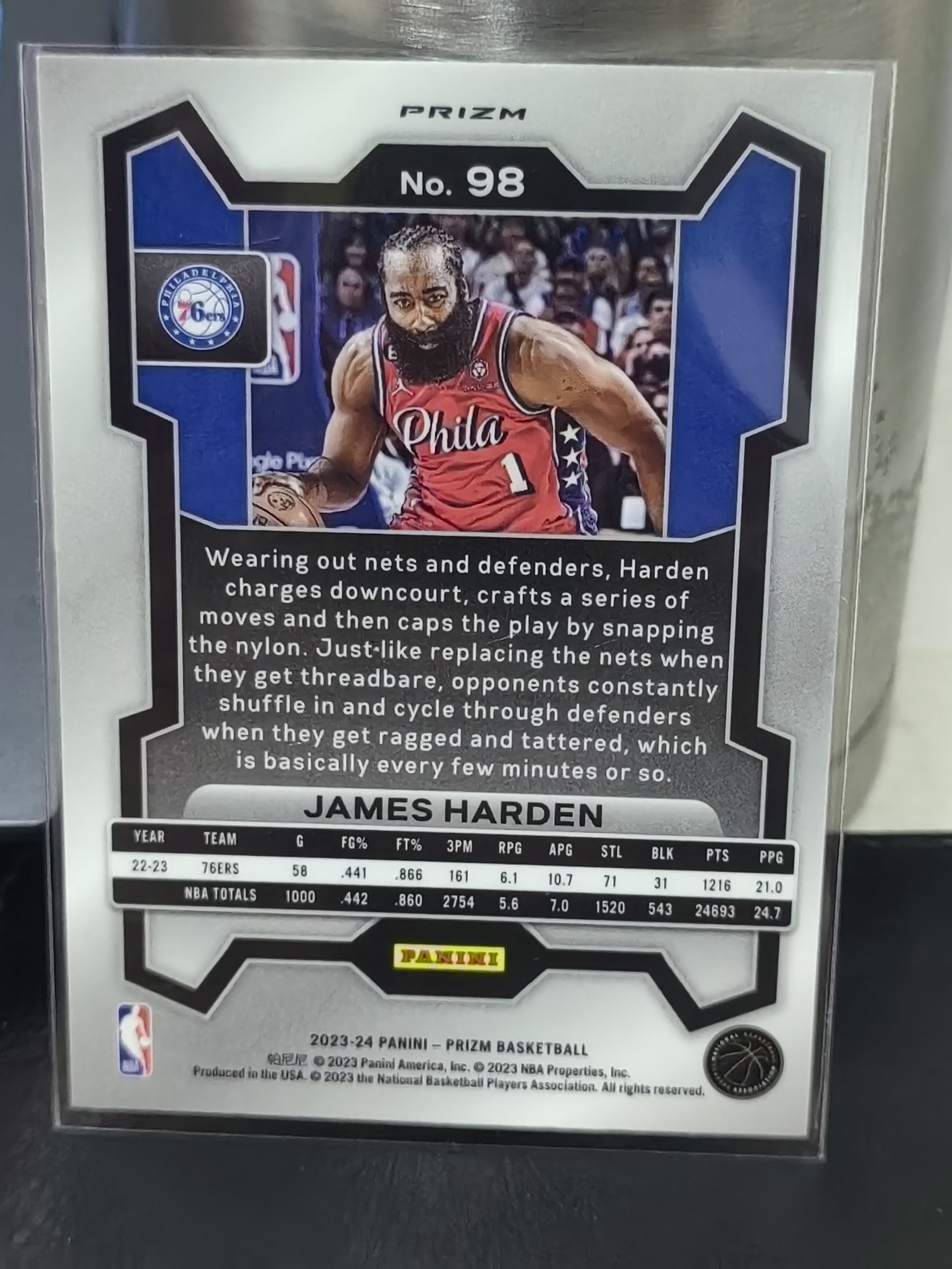 2023-24 Panini Prizm James Harden PZ 白碎冰 詹姆斯哈登 76人 篮 白边白角 不保卡品 卡品如图